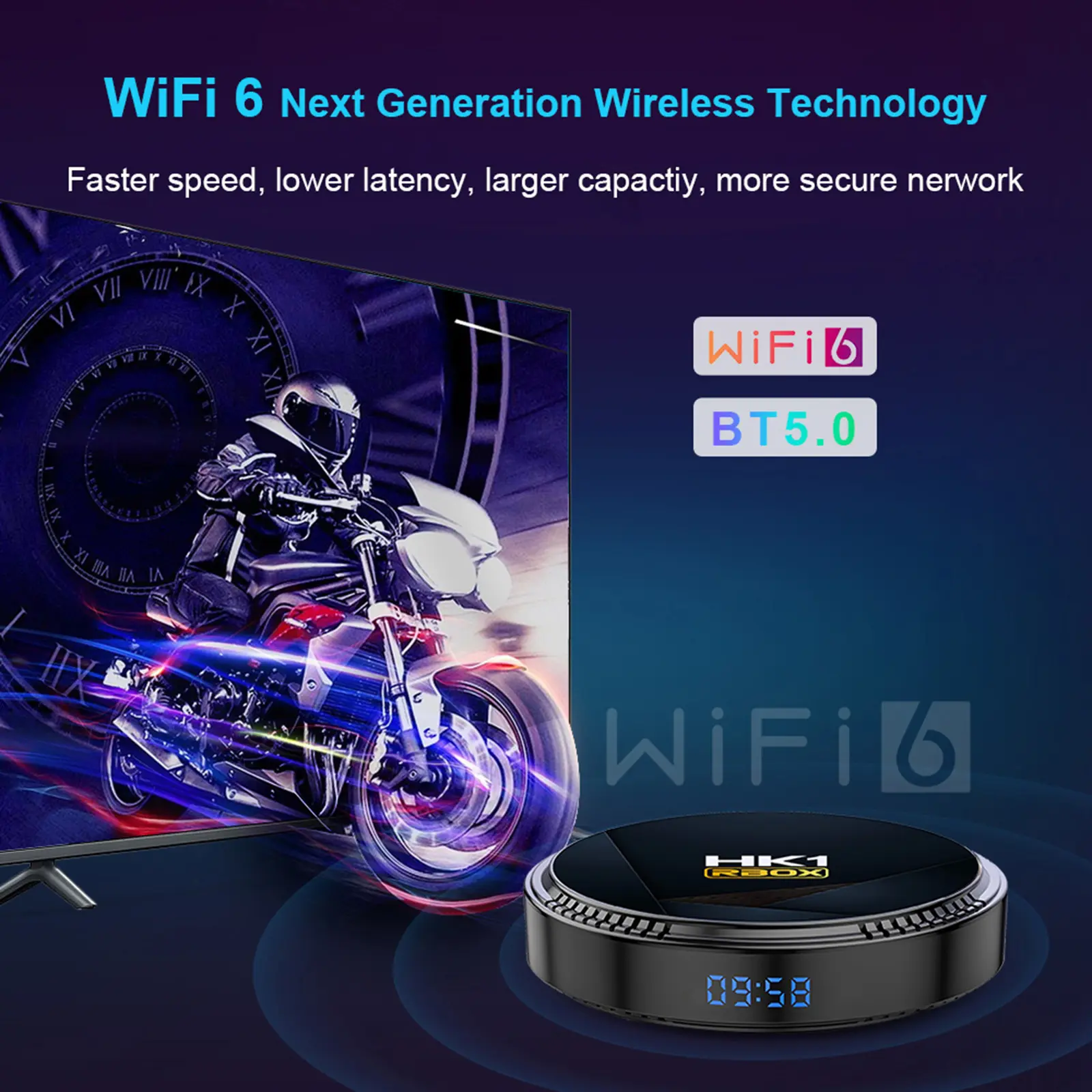 HK1 RBOX-H8 WIFI6 Android 12.0 Smart TV Box Allwinner H618 Quad-core 4K Media Player H.265 VP9 6K Decording Dual Band WiFi6 BT5.
