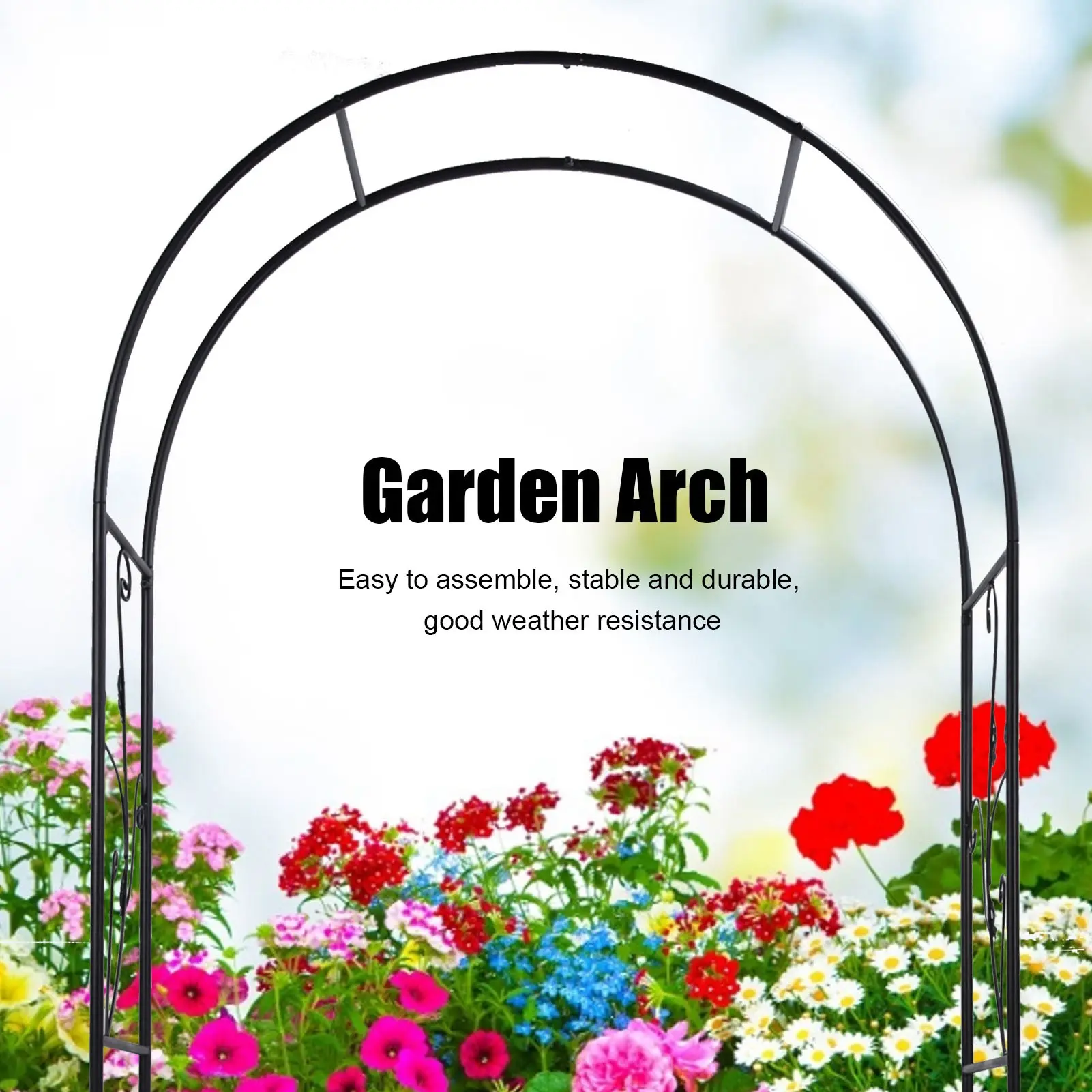 Outdoor Garden Arch Plant Climbing Frame Support Rack Lawn Backyard Decoration Black