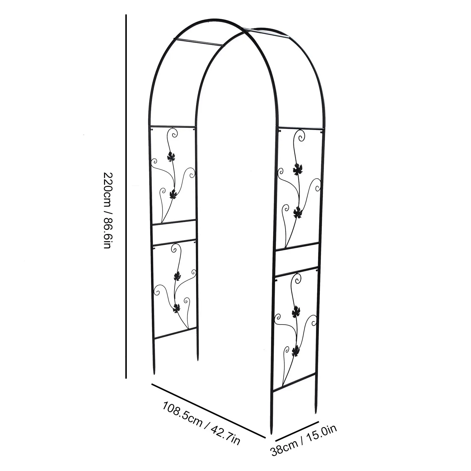 Outdoor Garden Arch Plant Climbing Frame Support Rack Lawn Backyard Decoration Black