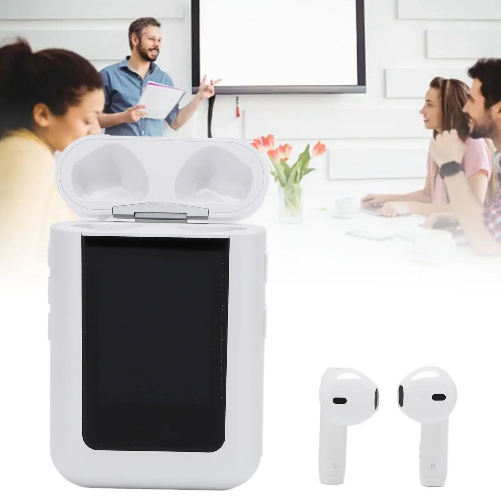 Translation Earphone Bluetooth Translation Earphones LCD Screen 144 Languages AI Interaction Recording Translation Earbuds