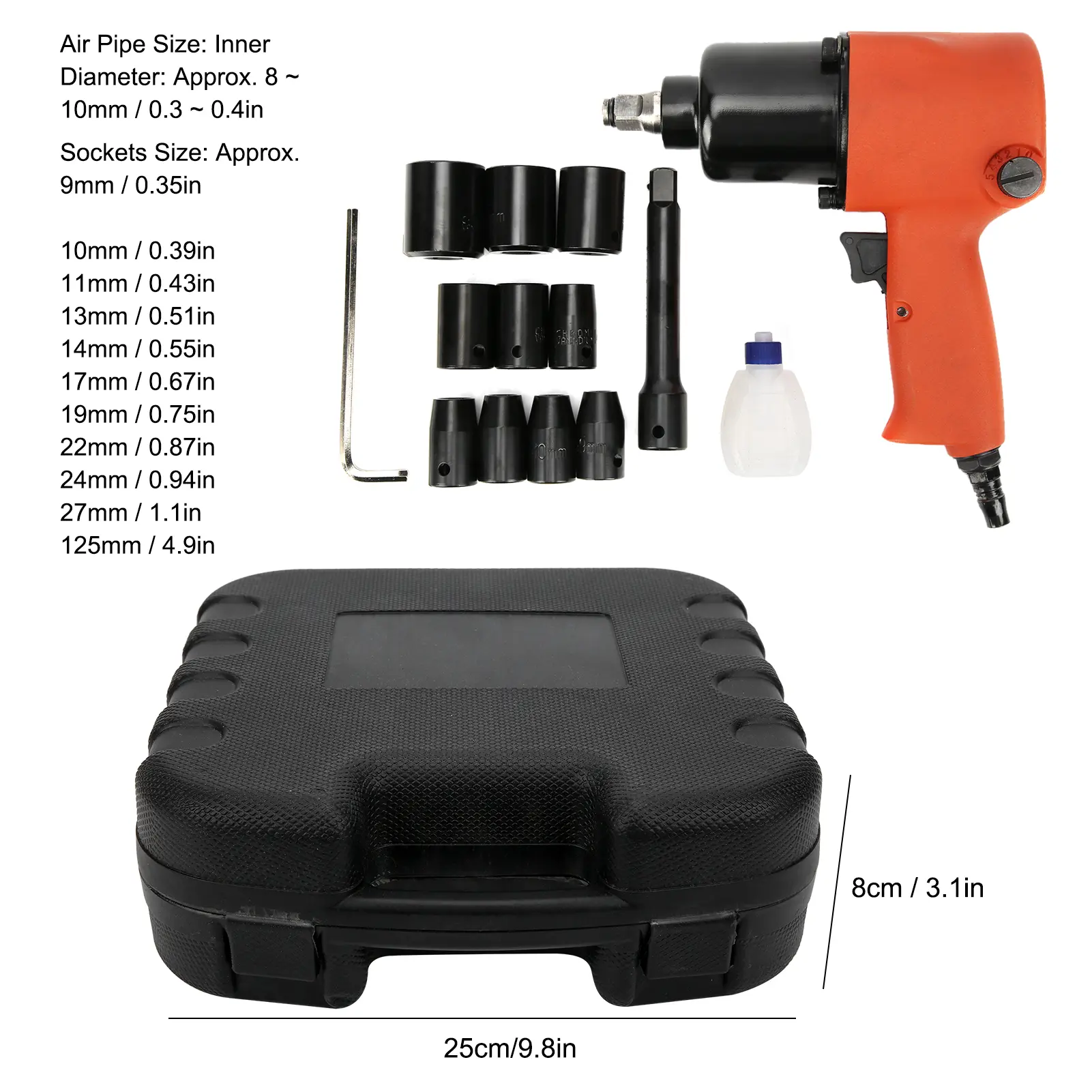 Pneumatic Wrench Set Industrial Grade 1/2in High Torsion Auto Repairing Air Tools 8111T Pneumatic Wrench Set Pneumatic Wrench