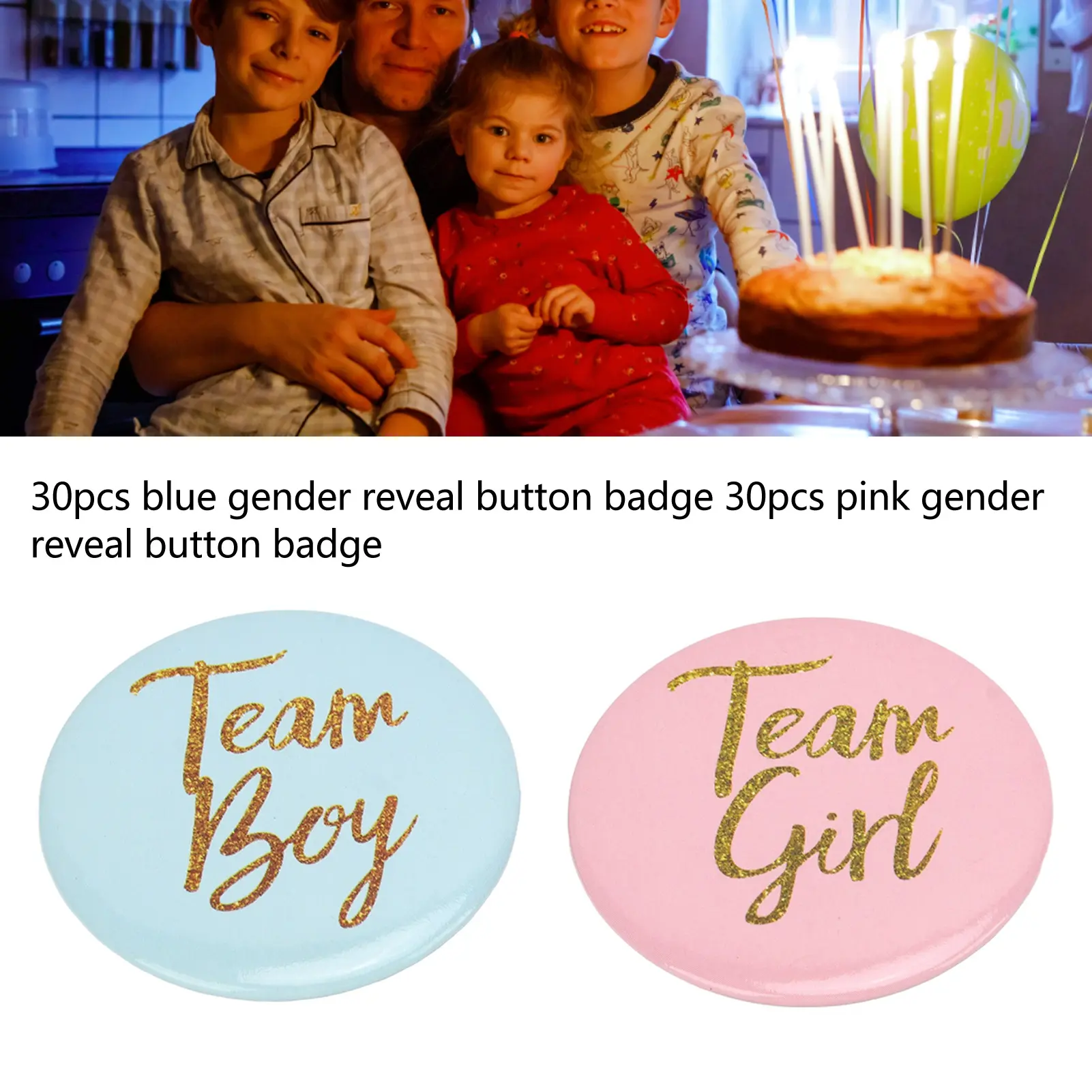 Boy Girl Button Pin English Pattern Small Compact Blue Pink Gender Reveal Button Badge Attractive Decorative for Baby Shower