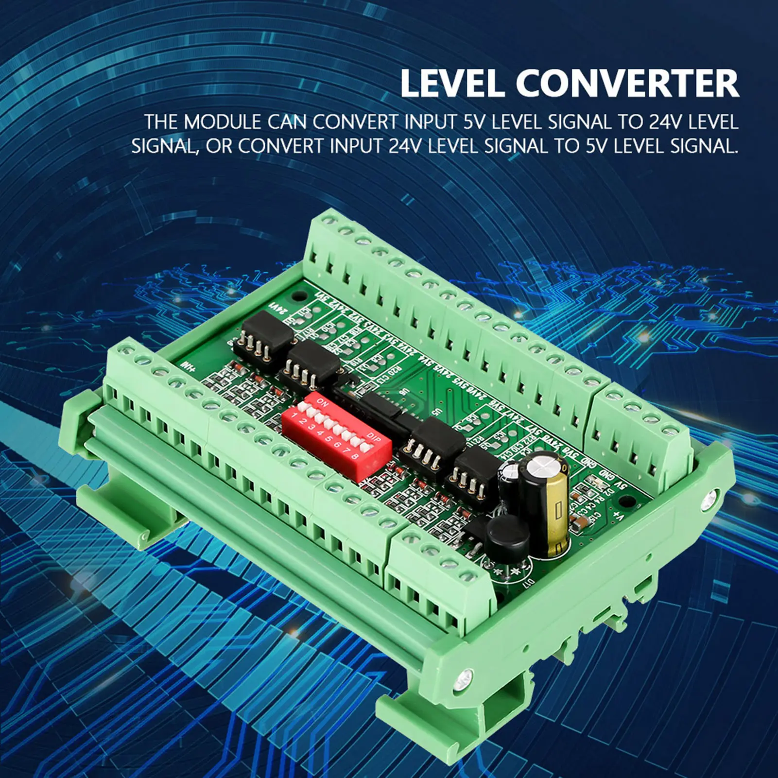 8-Channel Level Converter Module 8-Channel NPN/PNP to NPN 5V/24V SquareWave  Conversion Module Level Converter 10MHZ