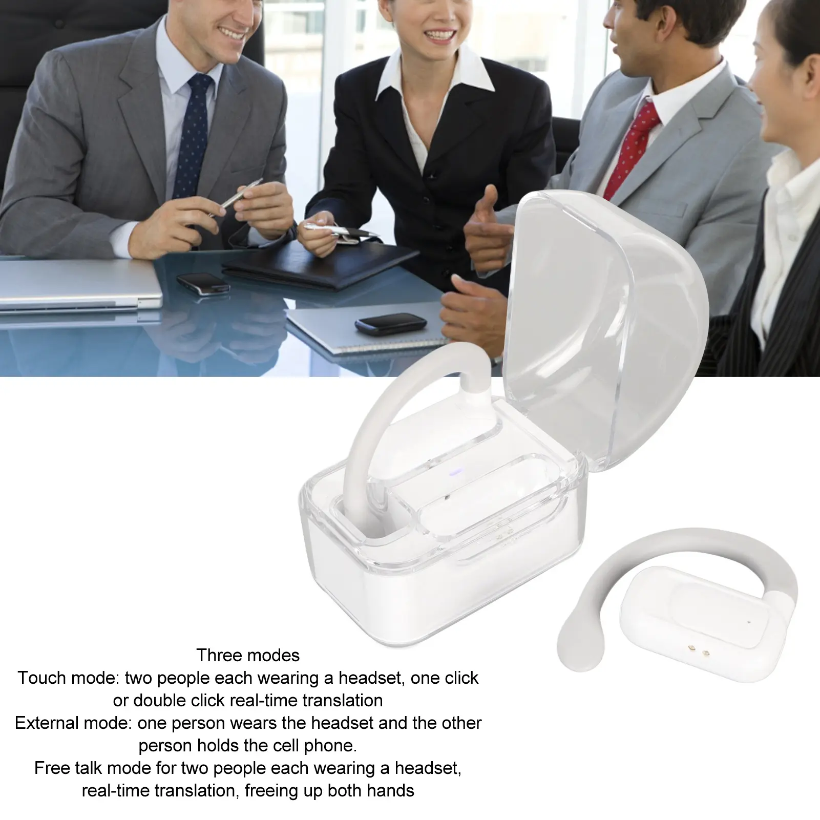 Translator Earphone Multi Purpose 0.2s Translation Speed Language Translator Earbuds 144 Language Online for Android for Music