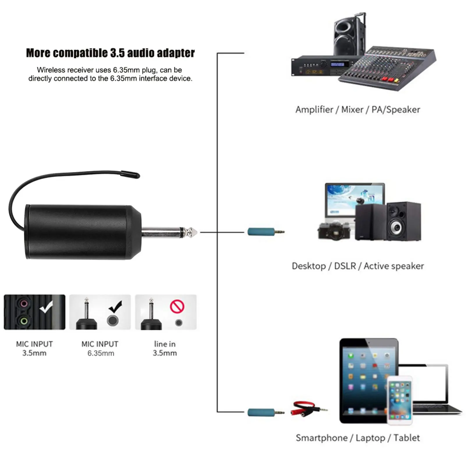 25 Channels Wireless Microphone 25 Channels Black Metal Handheld Wireless Microphone with  Receiver(Built in Battery)