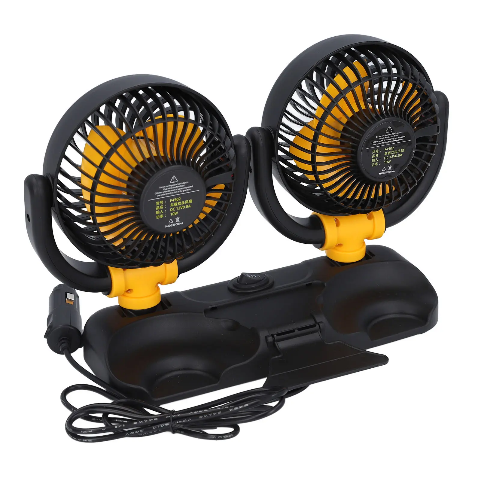 Car Mounted Dual Head Fan 360 Degree Rotation  Brushless Motor Energy Saving Low Noise Dual Head Car Fan 3500rpm for Cooling