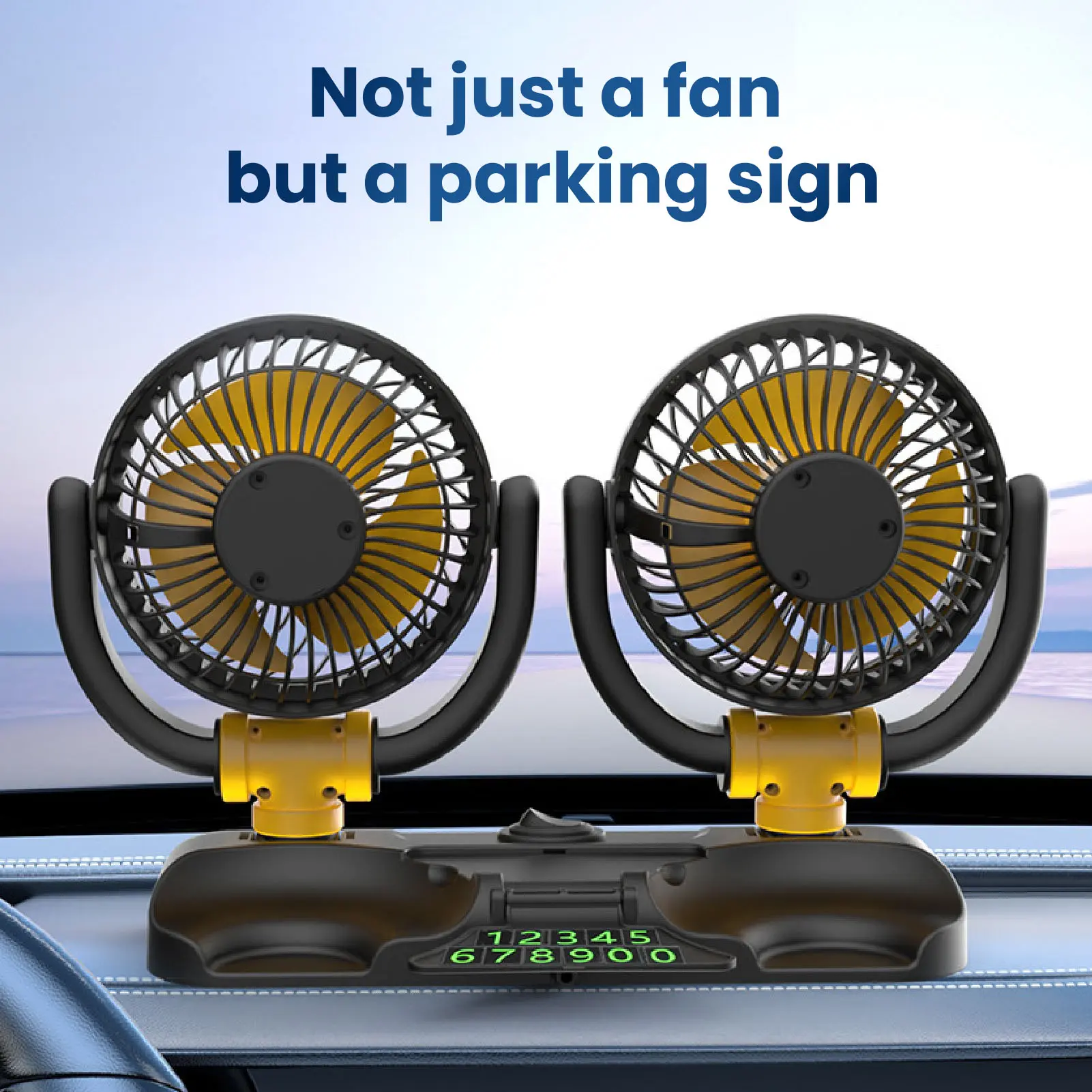 Car Mounted Dual Head Fan 360 Degree Rotation  Brushless Motor Energy Saving Low Noise Dual Head Car Fan 3500rpm for Cooling