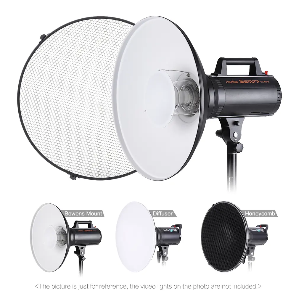 Studio Photography 41cm/16 Inch Speedlite Strobe Lighting Diffuser Beauty Dish Lampshade Bowens Mount with Reflector Honeycomb S