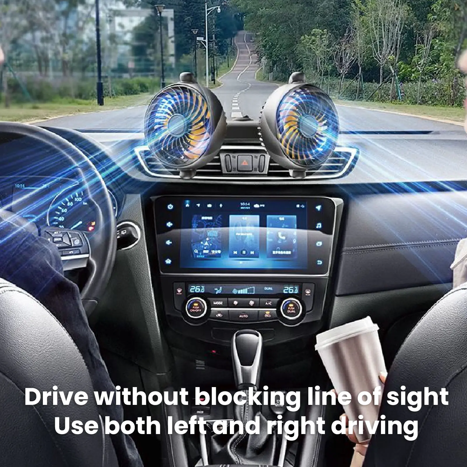 Car Mounted Dual Head Fan 360 Degree Rotation  Brushless Motor Energy Saving Low Noise Dual Head Car Fan 3500rpm for Cooling