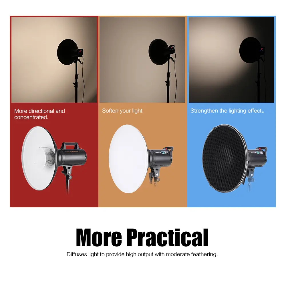 Studio Photography 41cm/16 Inch Speedlite Strobe Lighting Diffuser Beauty Dish Lampshade Bowens Mount with Reflector Honeycomb S