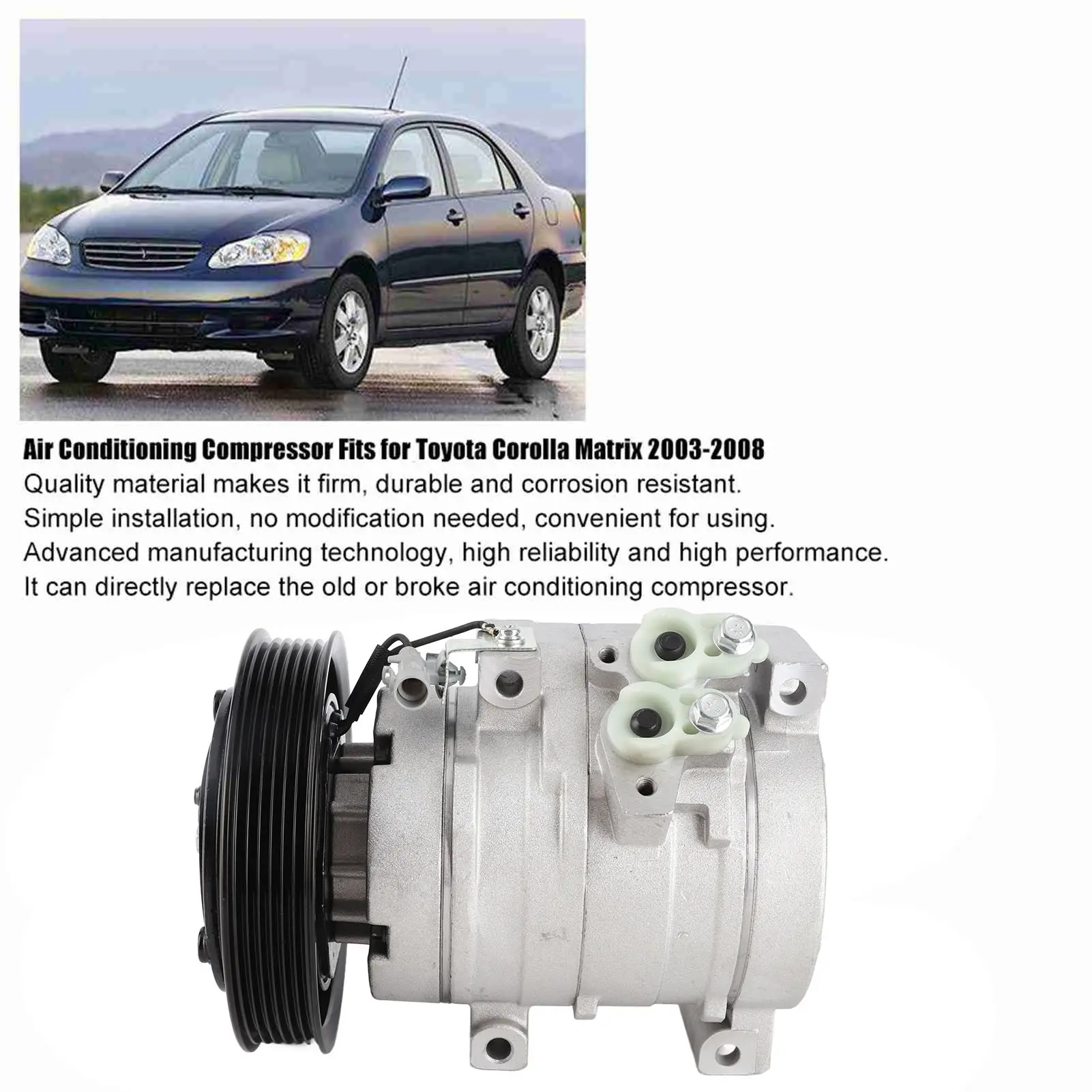 Air Conditioning Compressor CO27000C Fits for Matrix 2003‑2008 L4 1.8L 10S15L