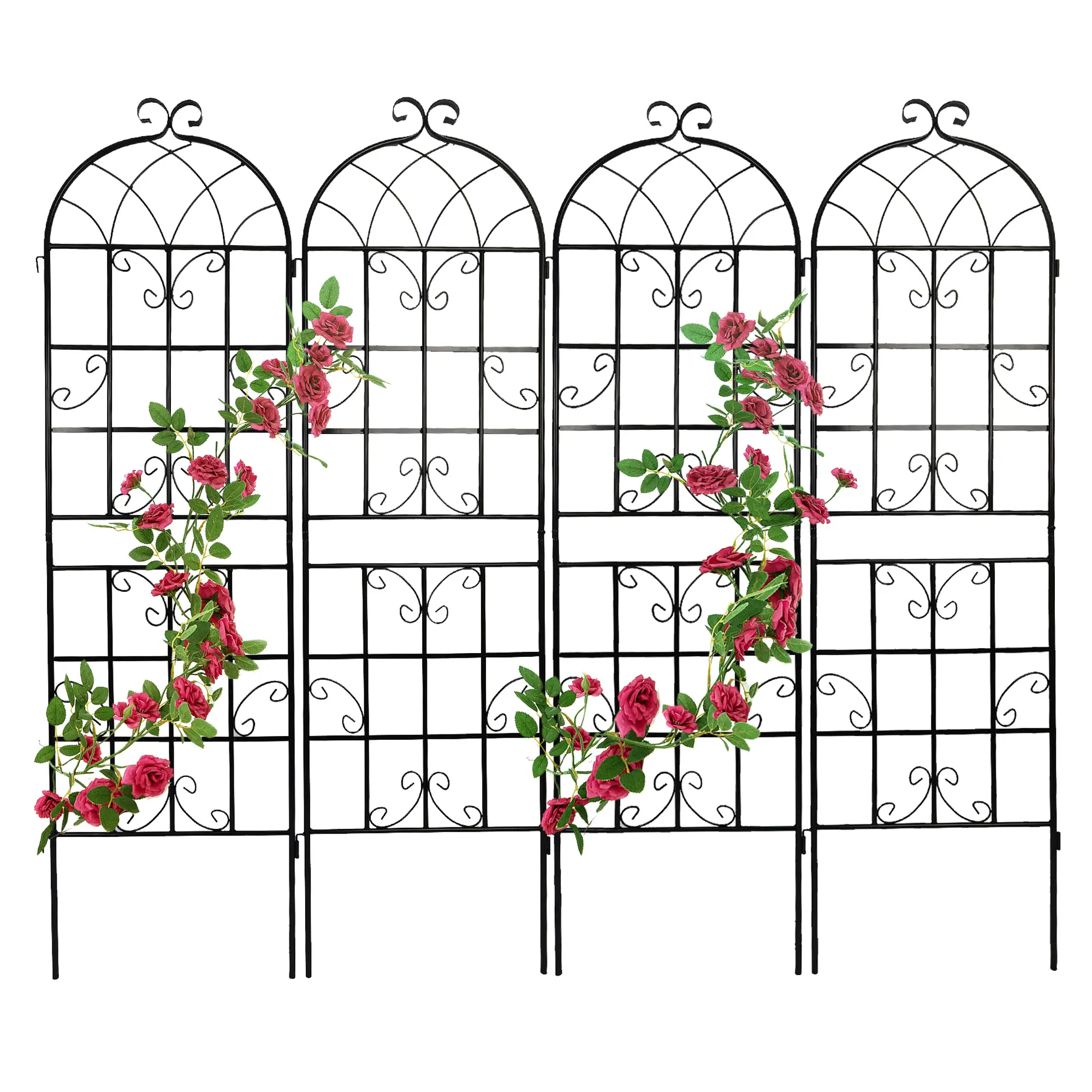 4 Pack Metal Garden Trellis 71" x 19.7" Rustproof Trellis for Climbing Plants Outdoor Flower Support Black
