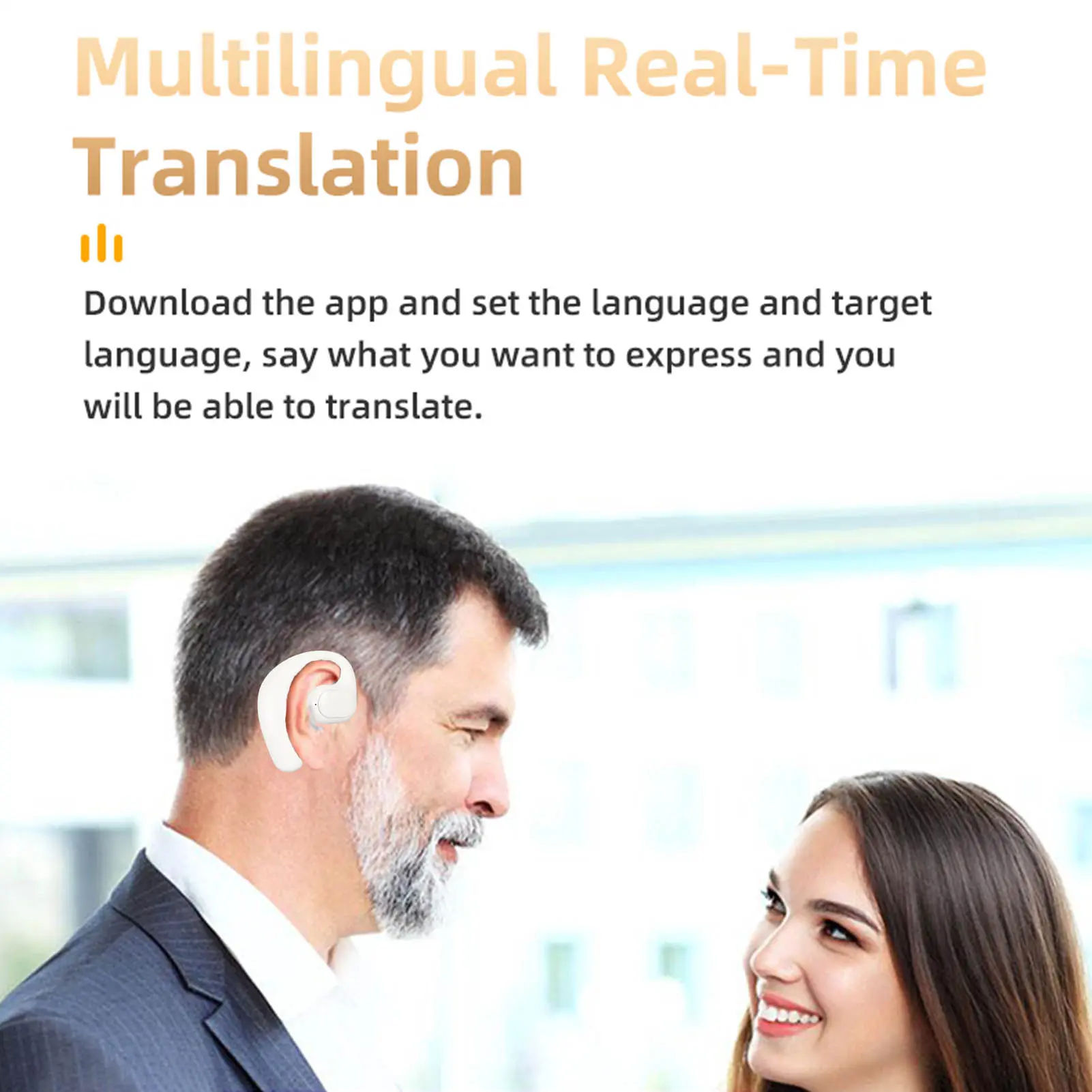 Language Translator Earbuds 3 Modes Translator Earphones Supports 144 Languages Noise Reduction GT01 for Learning for Business