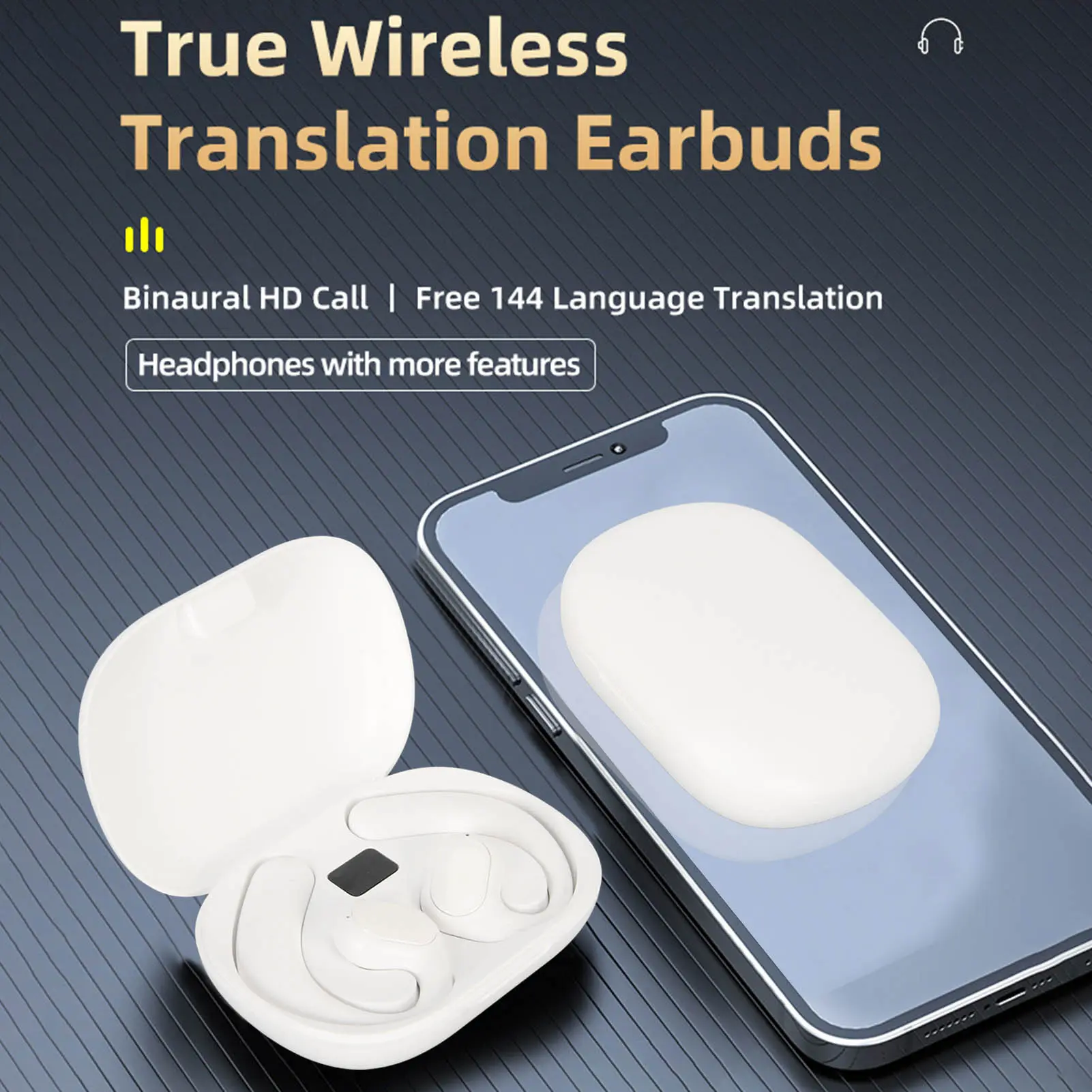 Language Translator Earbuds 3 Modes Translator Earphones Supports 144 Languages Noise Reduction GT01 for Learning for Business