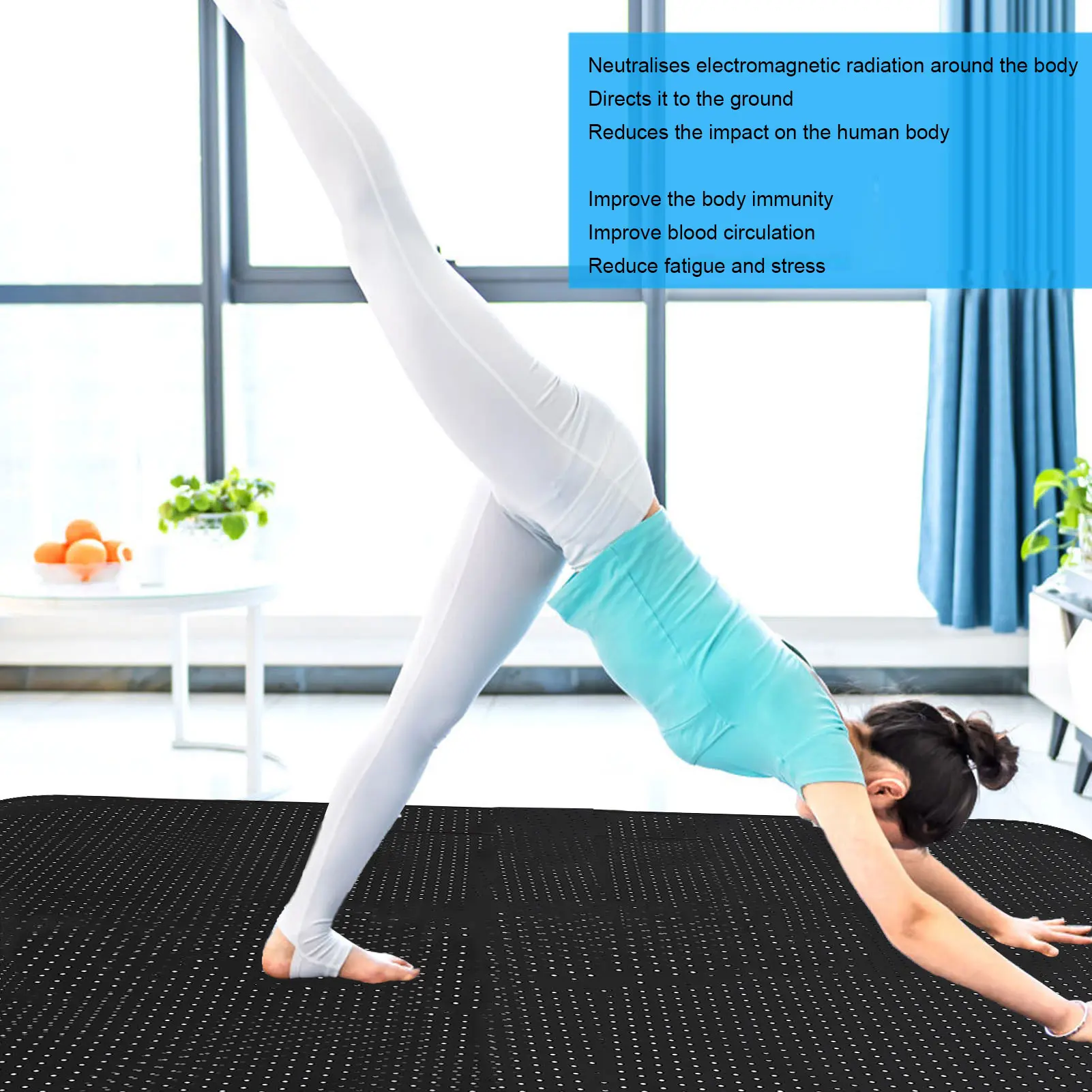 Grounding Sheet Grounding Mat Breathable Hole Black Stable Mood Improves Digestion Anxiety Relief Reduce Soreness for Sleeping