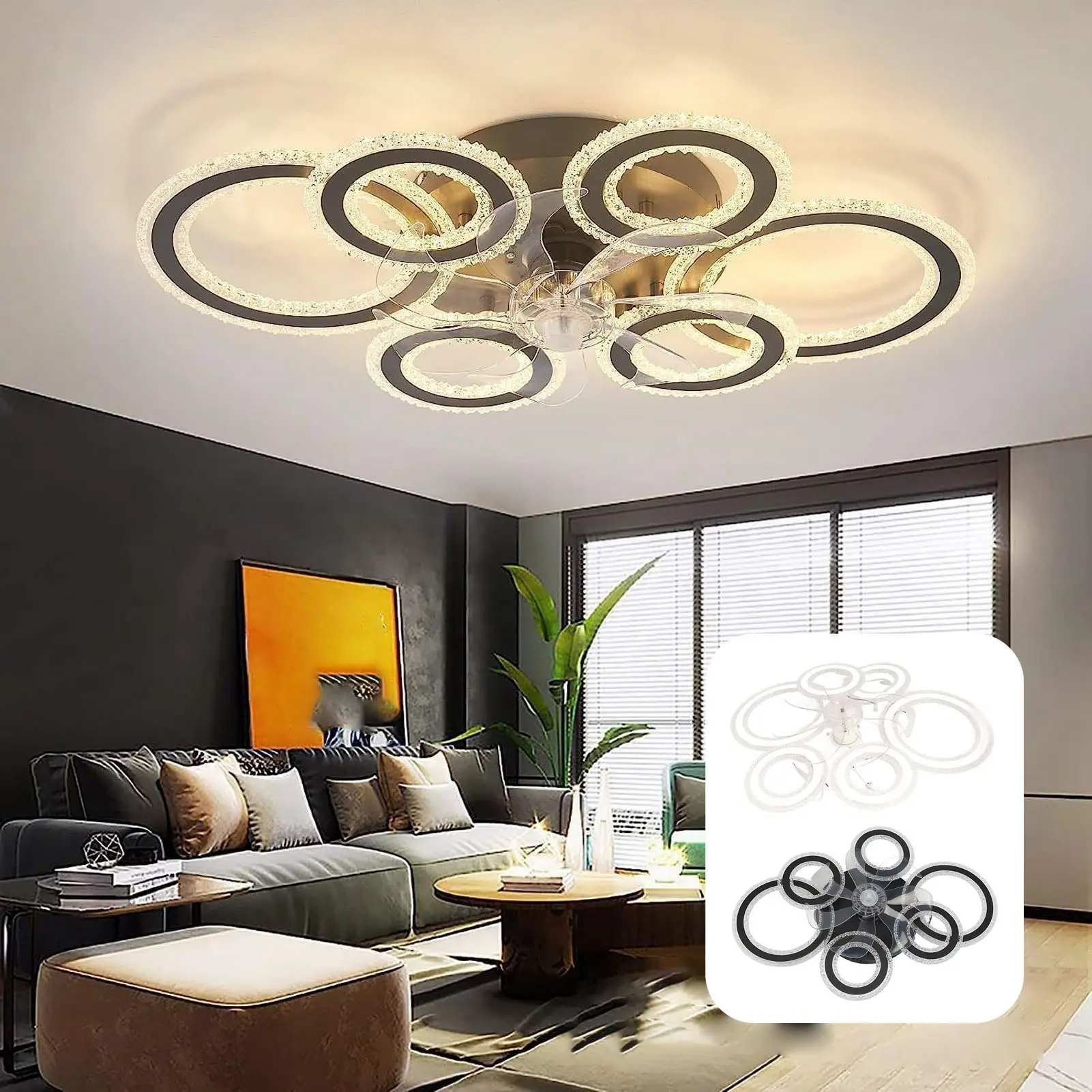 Ceiling Fan Light Modern Nordic Unique Simple Flush Mount Ceiling Fan Light Easy To Install for Living Room