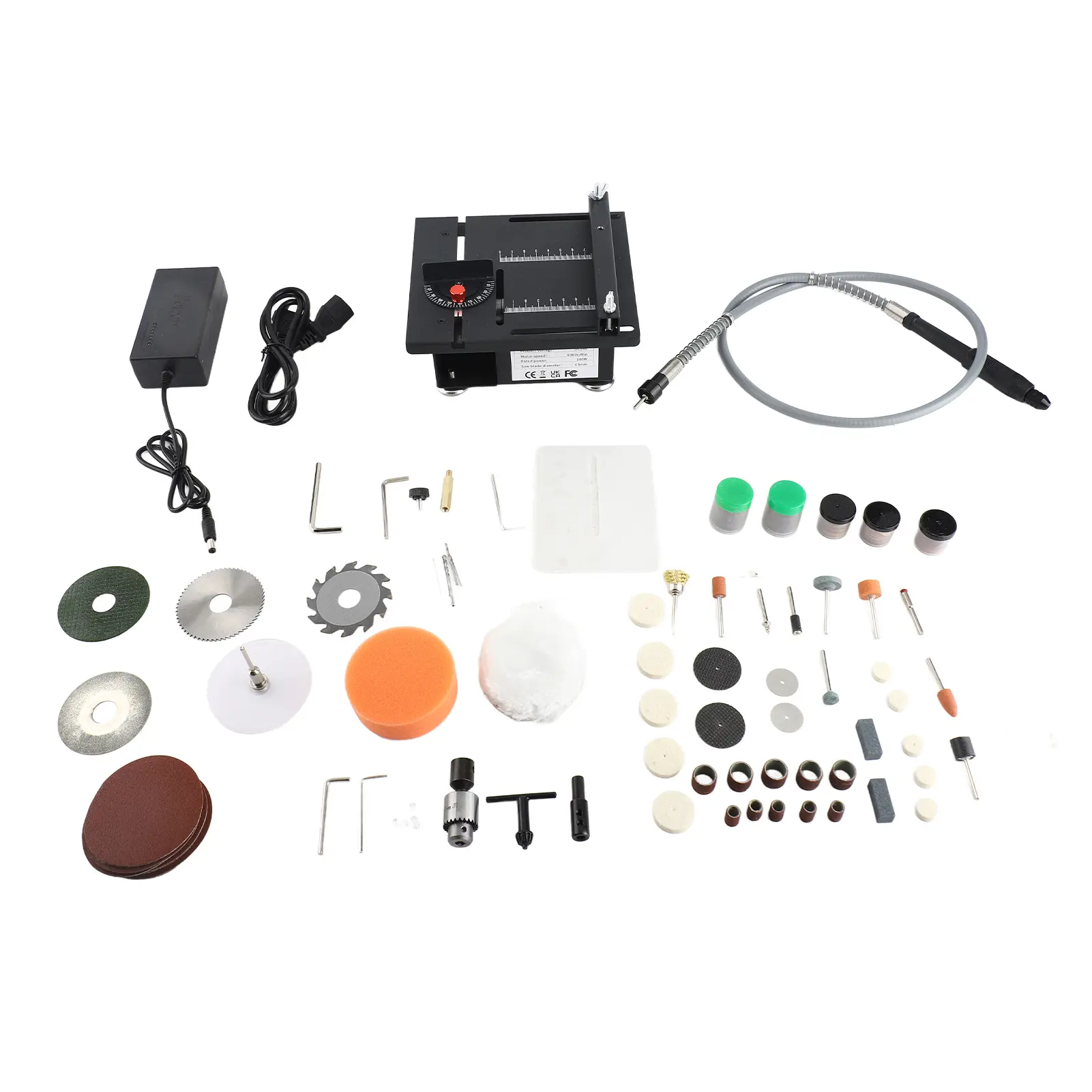 100W Multi Functional Table Saw Mini Desktop Electric Saw Cutter Speed and Angle Adjustable Liftable Blade 16MM Cutting Depth wi