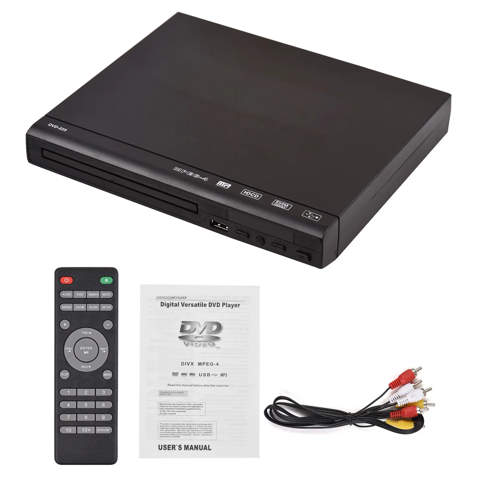 DVD CD Disc Player AV Output DVD-225 Home DVD Player DVD CD Disc Player Digital Multimedia Player AV Output with Remote Control