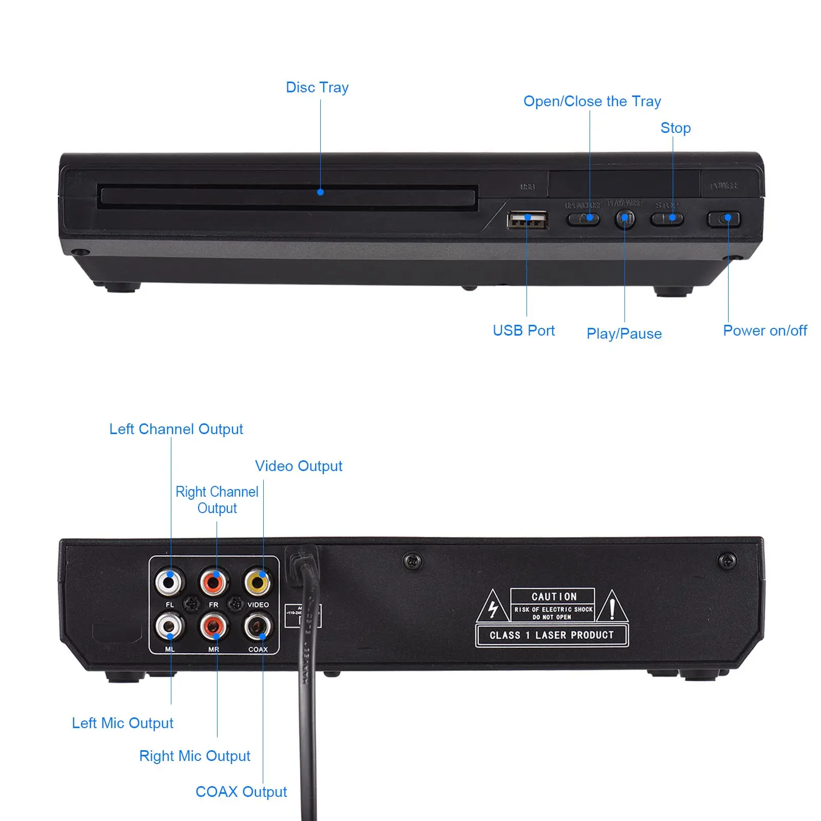 DVD CD Disc Player AV Output DVD-225 Home DVD Player DVD CD Disc Player Digital Multimedia Player AV Output with Remote Control