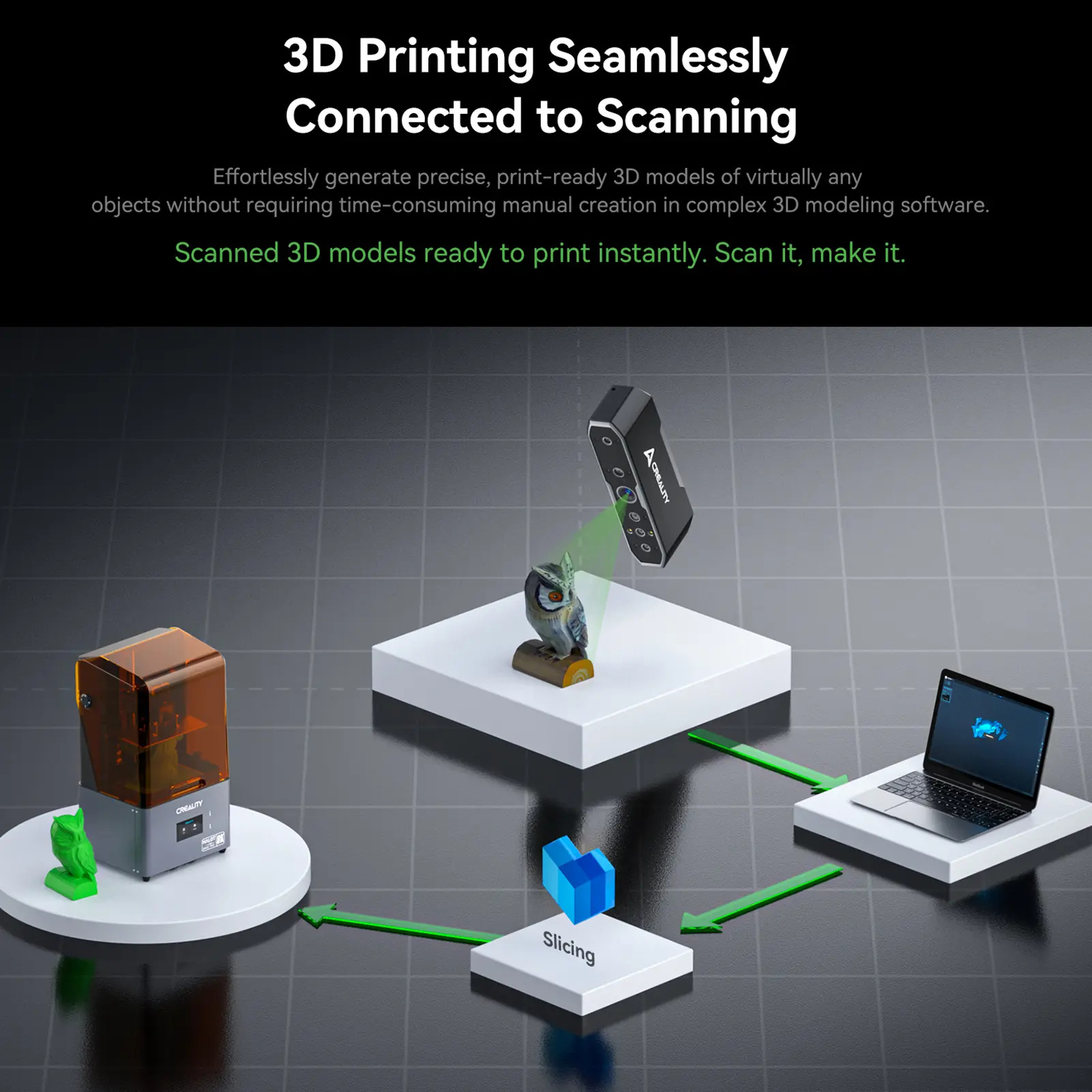 Creality 3D Scanner Otter for 3D Printing Reverse Engineering Handheld Scanner with 0.02mm Accuracy Anti-Shake Tracking Up to 20