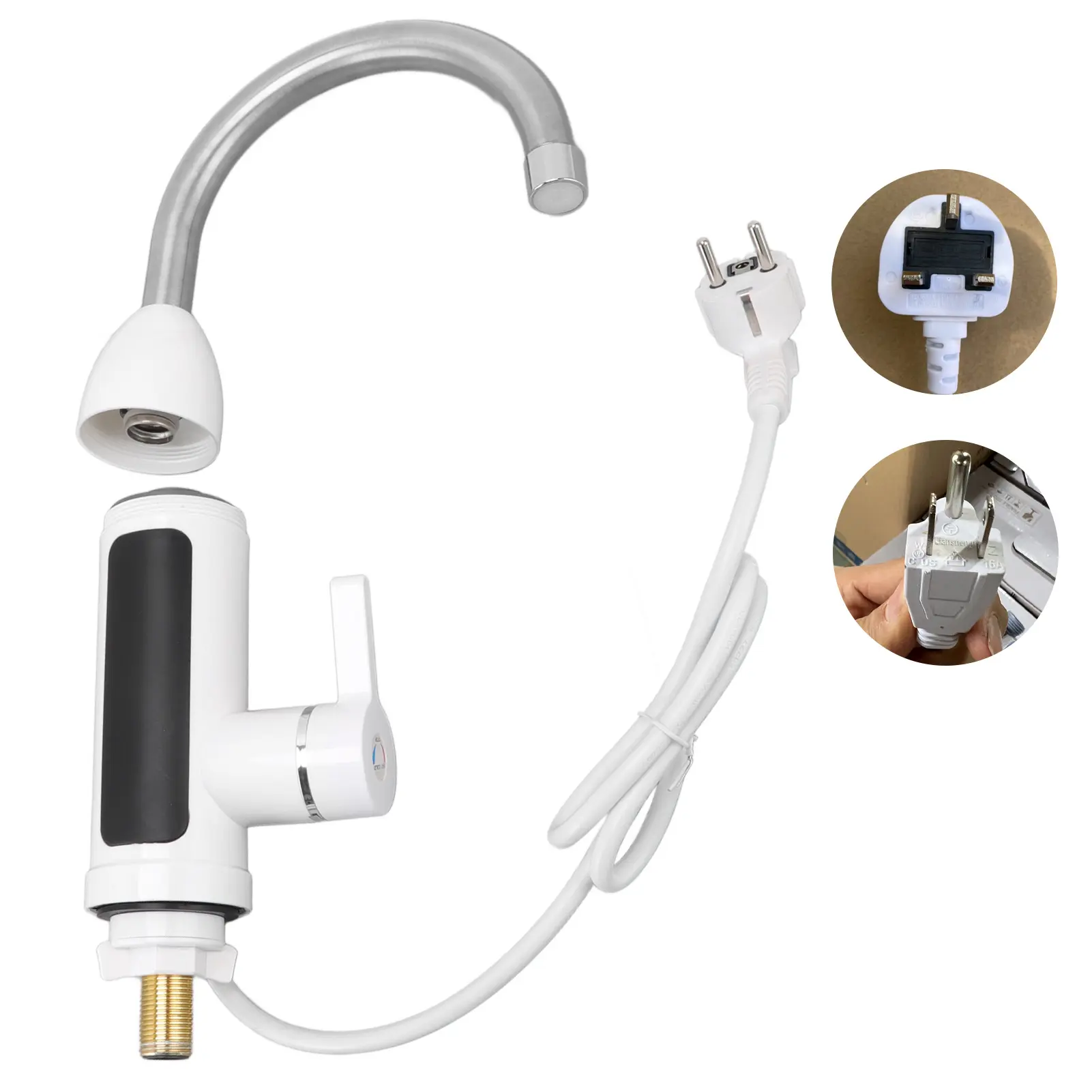 Instant Water Heater Faucet 3000W Instant Water Heater Faucet IPX4 ABS Tankless Stainless Steel Kitchen Heating Tap for Home