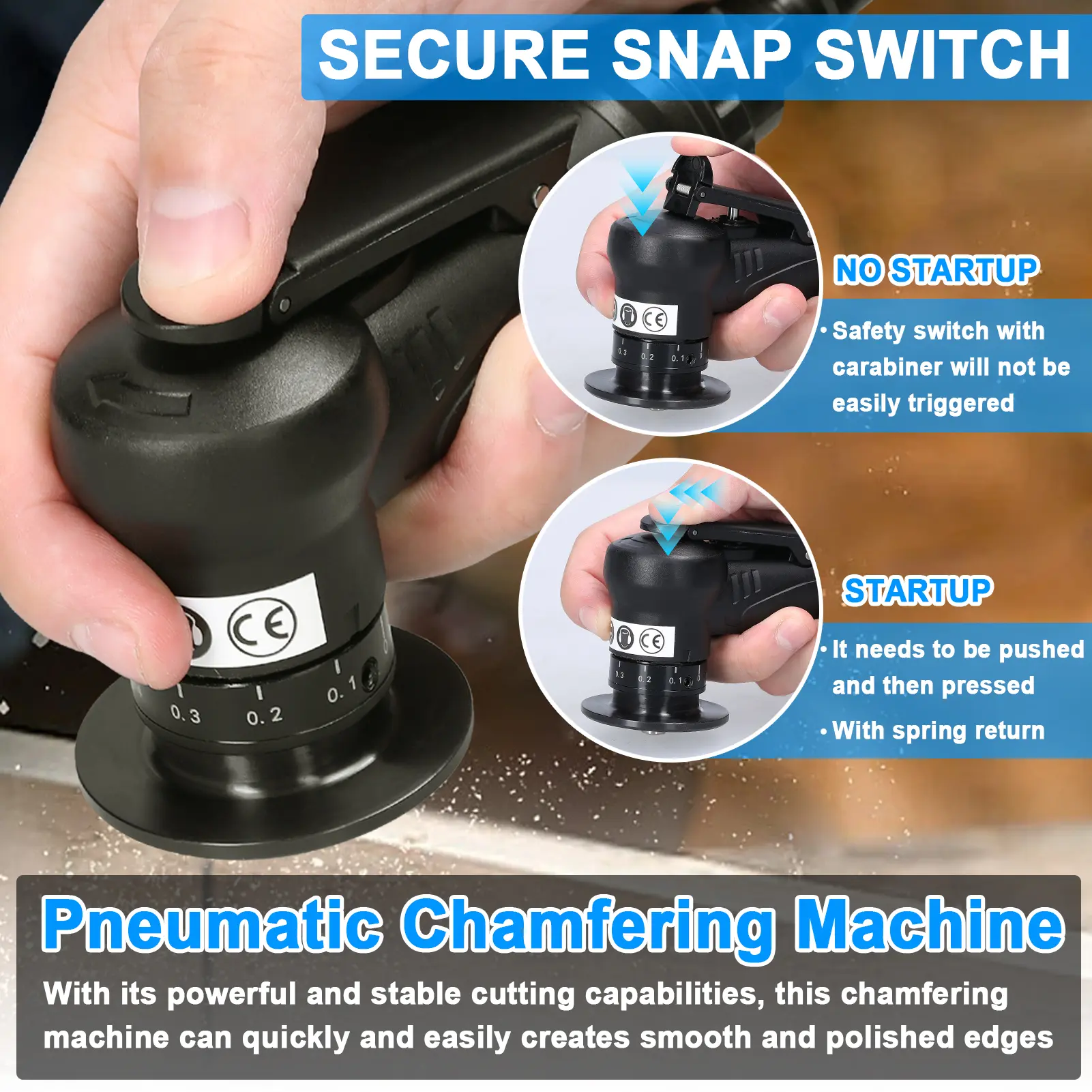 Pneumatic Chamfering Machine Carpenter Chamfering Tool Portable Handheld Grind Tool Metal Wood Acrylic Deburring Beveling Trimmi