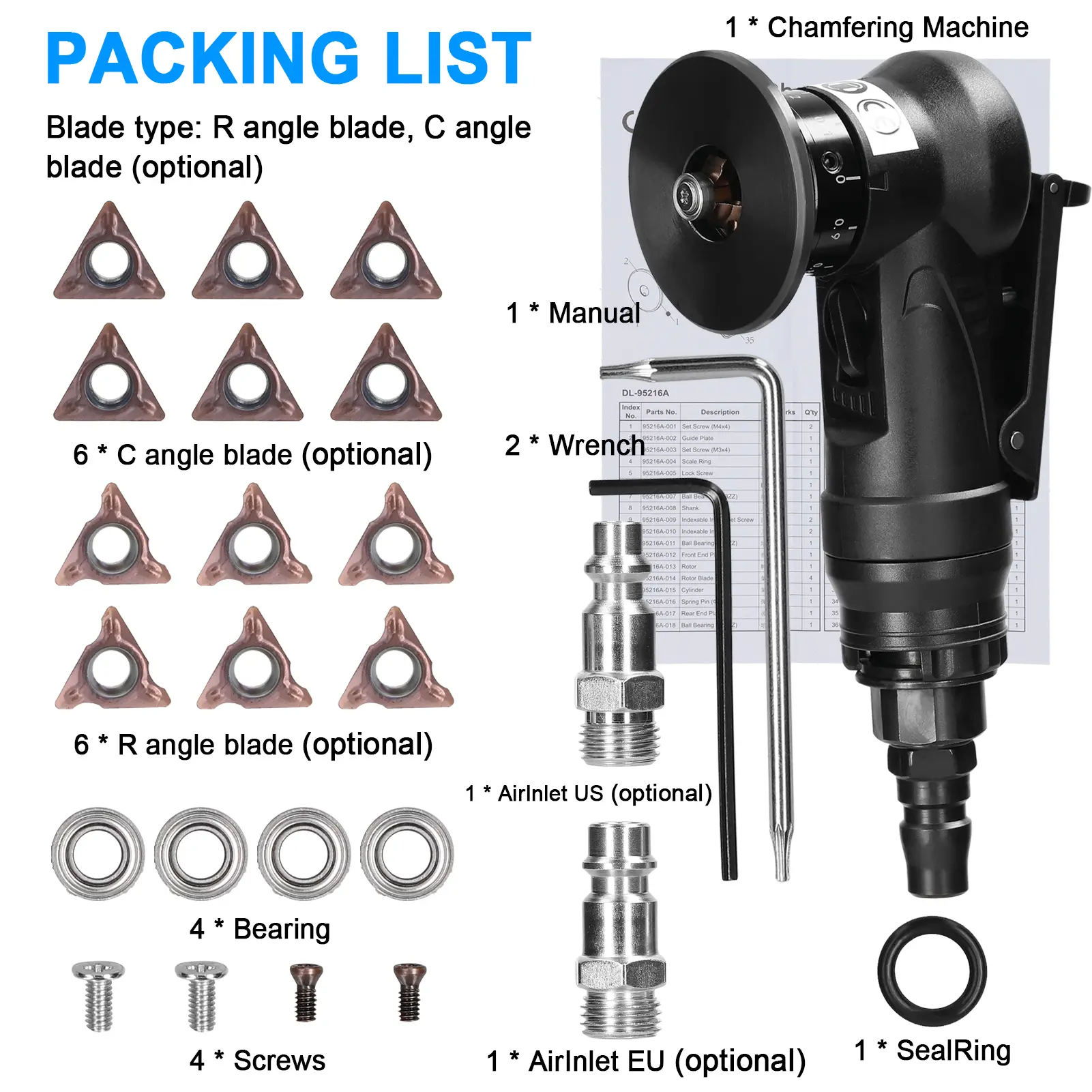 Pneumatic Chamfering Machine Carpenter Chamfering Tool Portable Handheld Grind Tool Metal Wood Acrylic Deburring Beveling Trimmi