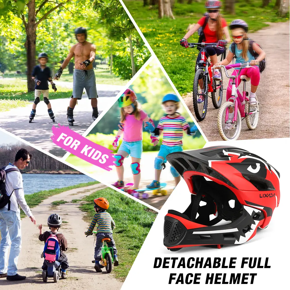 Lixada Motorcycle Children Helmet Kids Detachable Full Face Helmet Children Sports Safety Helmet for Cycling Skateboarding