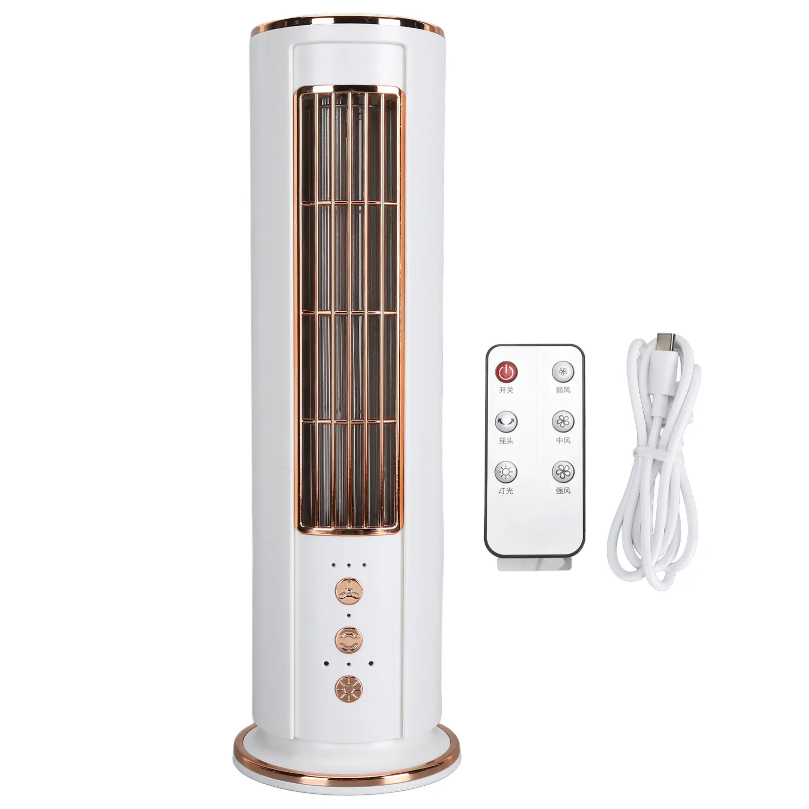 Desktop Bladeless Fan 3 Speed Wind Tower Shaped USB Rechargeable Fan with Remote Control for Summer Use USB Desk Fan Desktop Fan