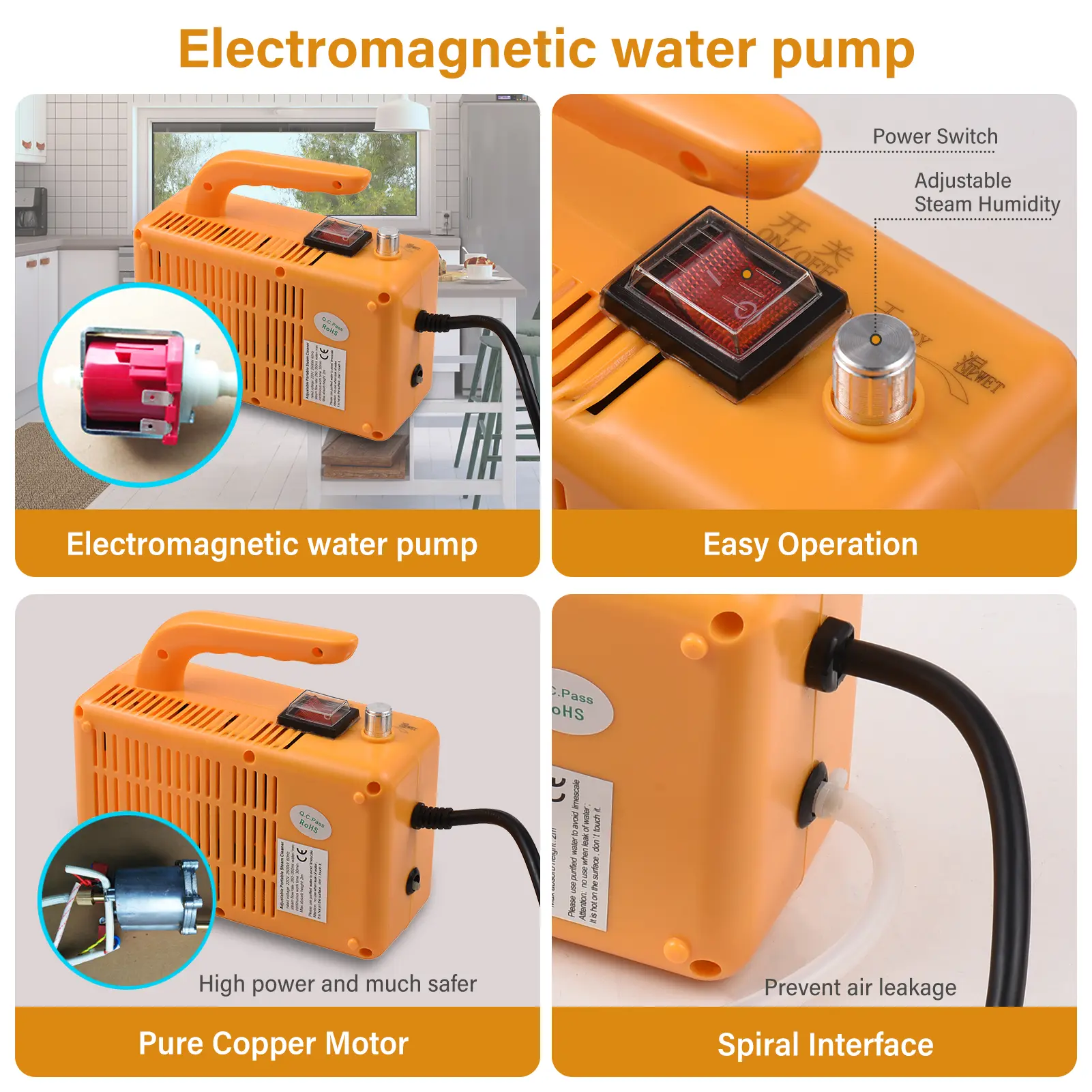 1700W Portable Steam Cleaner High Temperature Pressurized Handheld Self-control Steam Cleaning Machine With Extension Tube Brush
