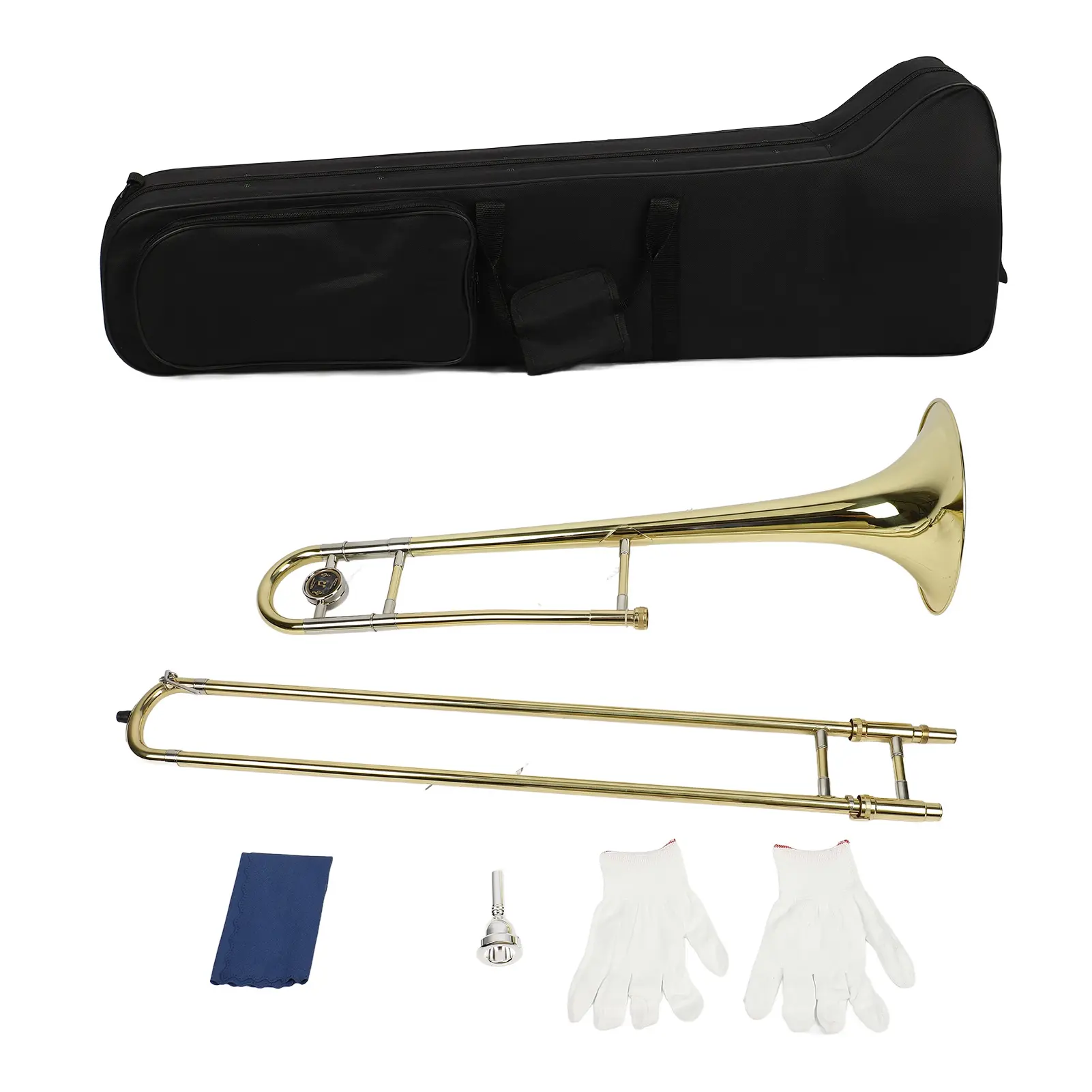 Brass Gold Lacquer Silver Trumpet Alto Trombone Brass Bb Tone B Flat Wind Instrument with Cupronickel Mouthpiece