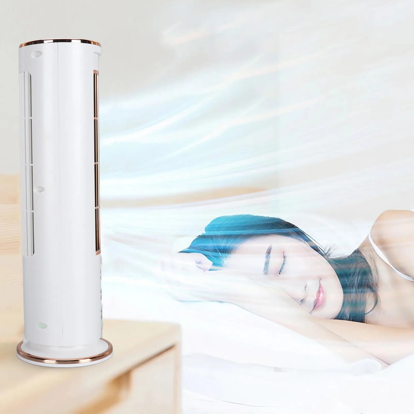 Desktop Bladeless Fan 3 Speed Wind Tower Shaped USB Rechargeable Fan with Remote Control for Summer Use USB Desk Fan Desktop Fan