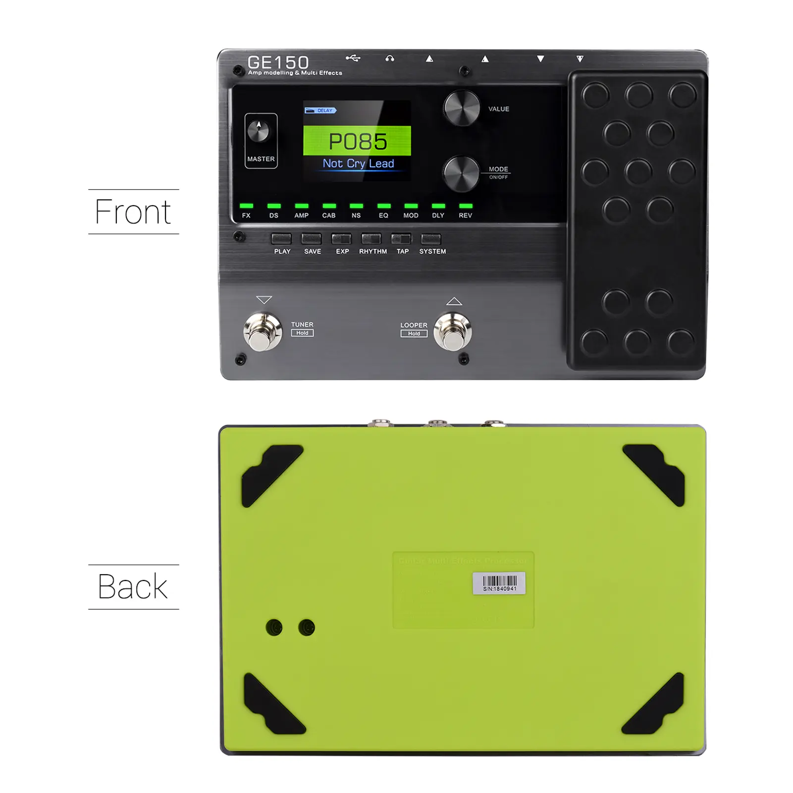 MOOER 151 Effects GE150 Amp Modelling & Multi Effects Pedal 55 Amplifier Models 80s Looper 40 Drum Rhythms 10 Metronome Tap Temp