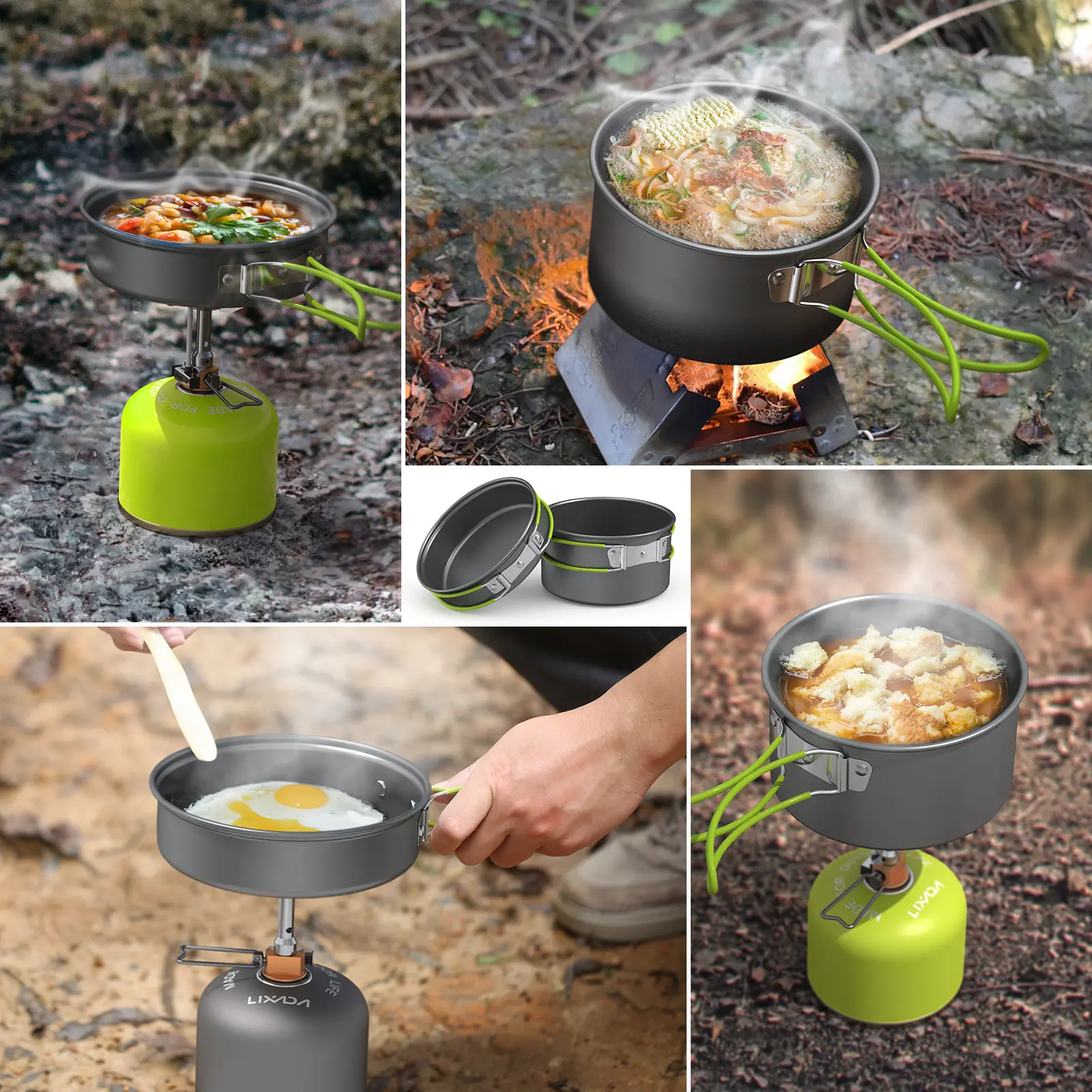 Portable Outdoor Tableware Camping Cookware 2-3 People Multifunctional Portable Cooking Set for Outdoor Stove