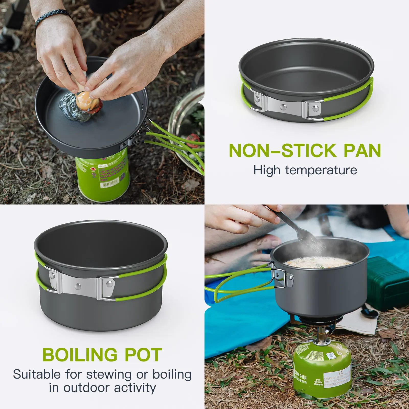 Portable Outdoor Tableware Camping Cookware 2-3 People Multifunctional Portable Cooking Set for Outdoor Stove
