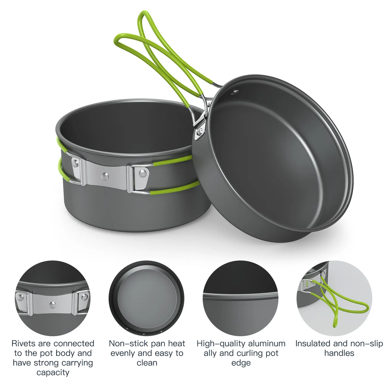 Portable Outdoor Tableware Camping Cookware 2-3 People Multifunctional Portable Cooking Set for Outdoor Stove