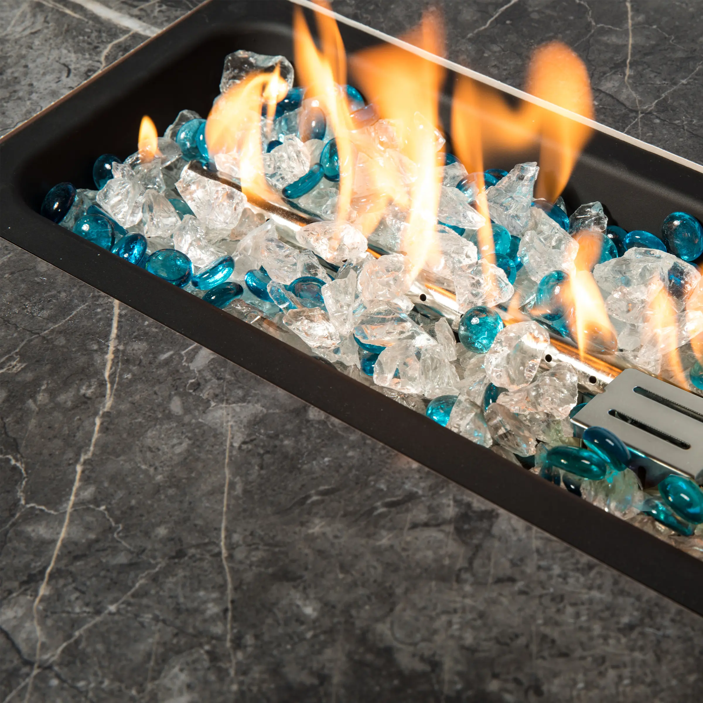 Rectangular Rattan Fire Pit Table Enjoy Outdoor