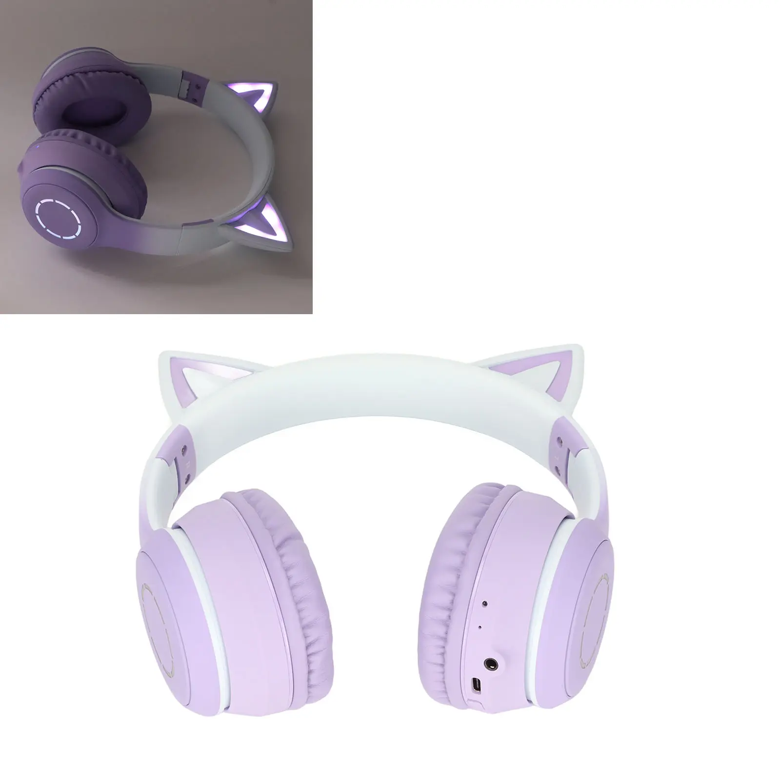Cat Ear Bluetooth Headphones Stable Connection Bluetooth Headphones Detachable Microphone Adjustable Headband for Game Playing