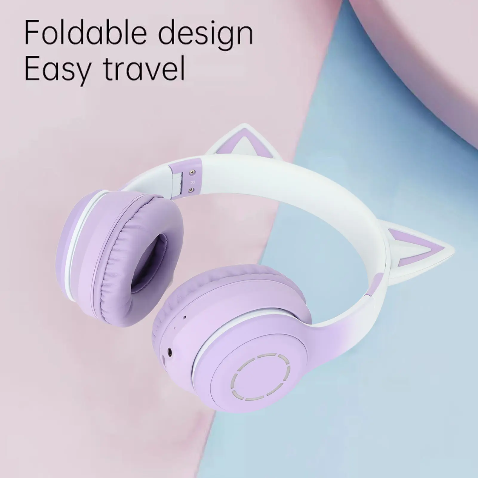Cat Ear Bluetooth Headphones Stable Connection Bluetooth Headphones Detachable Microphone Adjustable Headband for Game Playing
