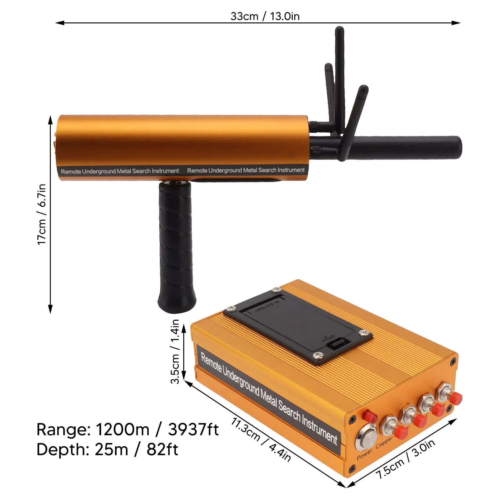 Metal Detector Aluminum Range Up To 1200M Sensitive 25m Depth Battery Powered Accurate Gold Detector Efficient for Silver