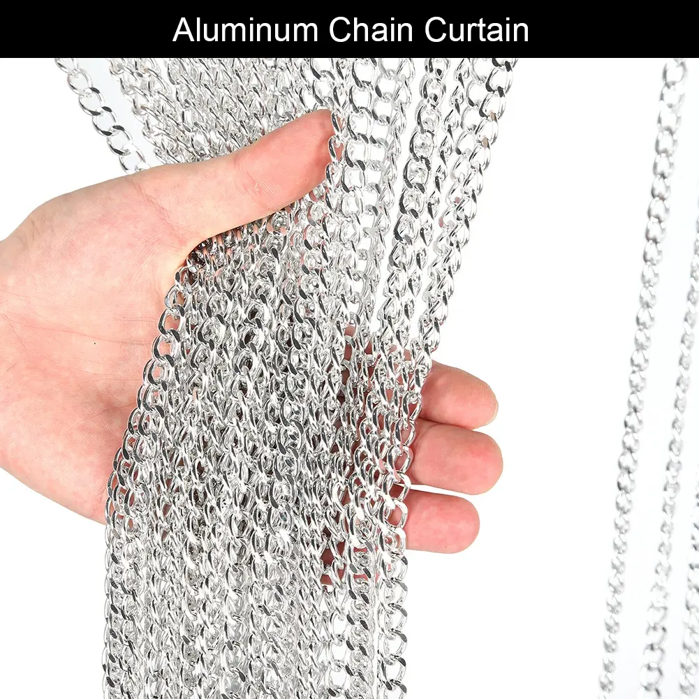 Household Hanging Metal Aluminum Chain Curtain Kit for Room Office Store Decoration Silver Curtain Chain Curtain Door Chain Curt