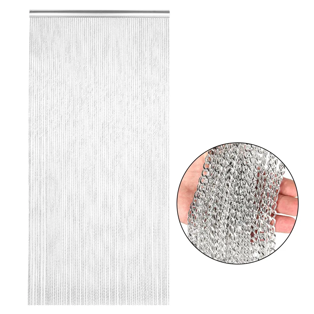 Household Hanging Metal Aluminum Chain Curtain Kit for Room Office Store Decoration Silver Curtain Chain Curtain Door Chain Curt
