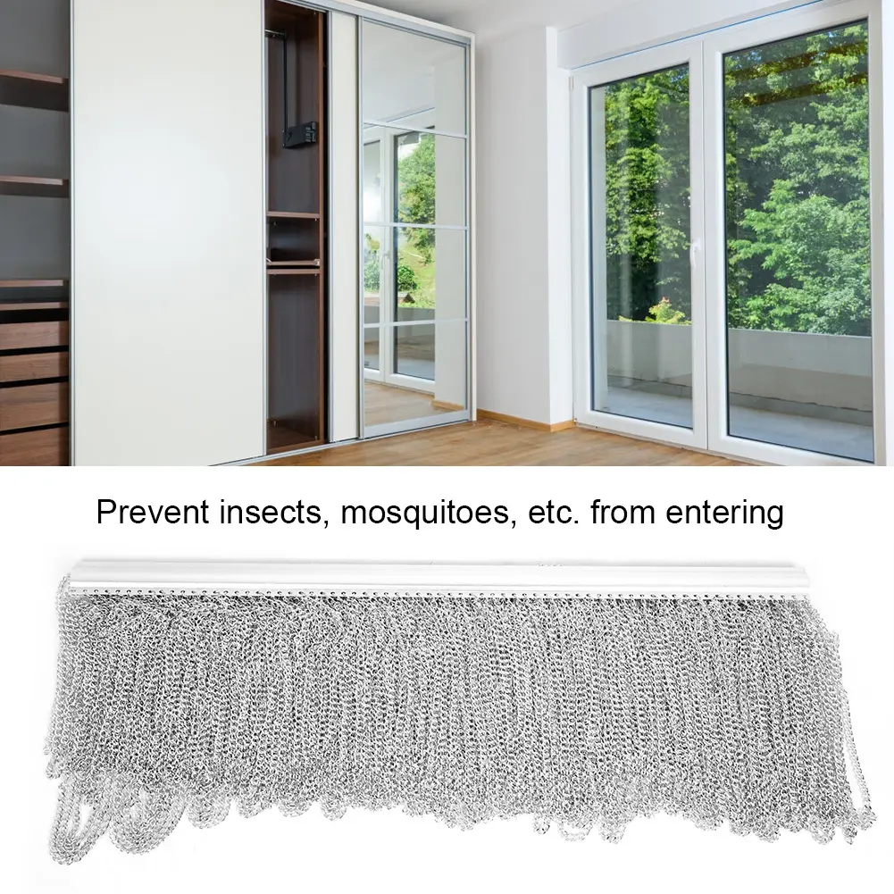 Household Hanging Metal Aluminum Chain Curtain Kit for Room Office Store Decoration Silver Curtain Chain Curtain Door Chain Curt