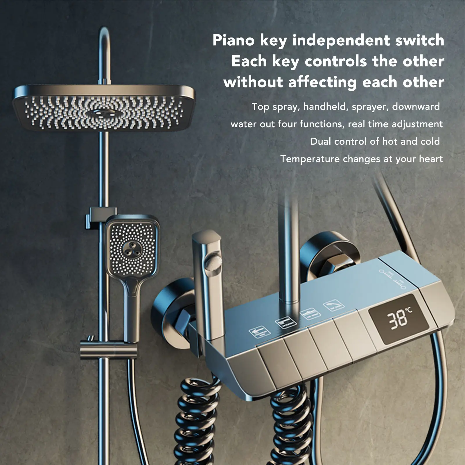 Bathroom Shower  Set NPT 1/2 Push Button Comfortable Rainfall Shower  With Handheld Sprayer Combo Bathroom Shower System