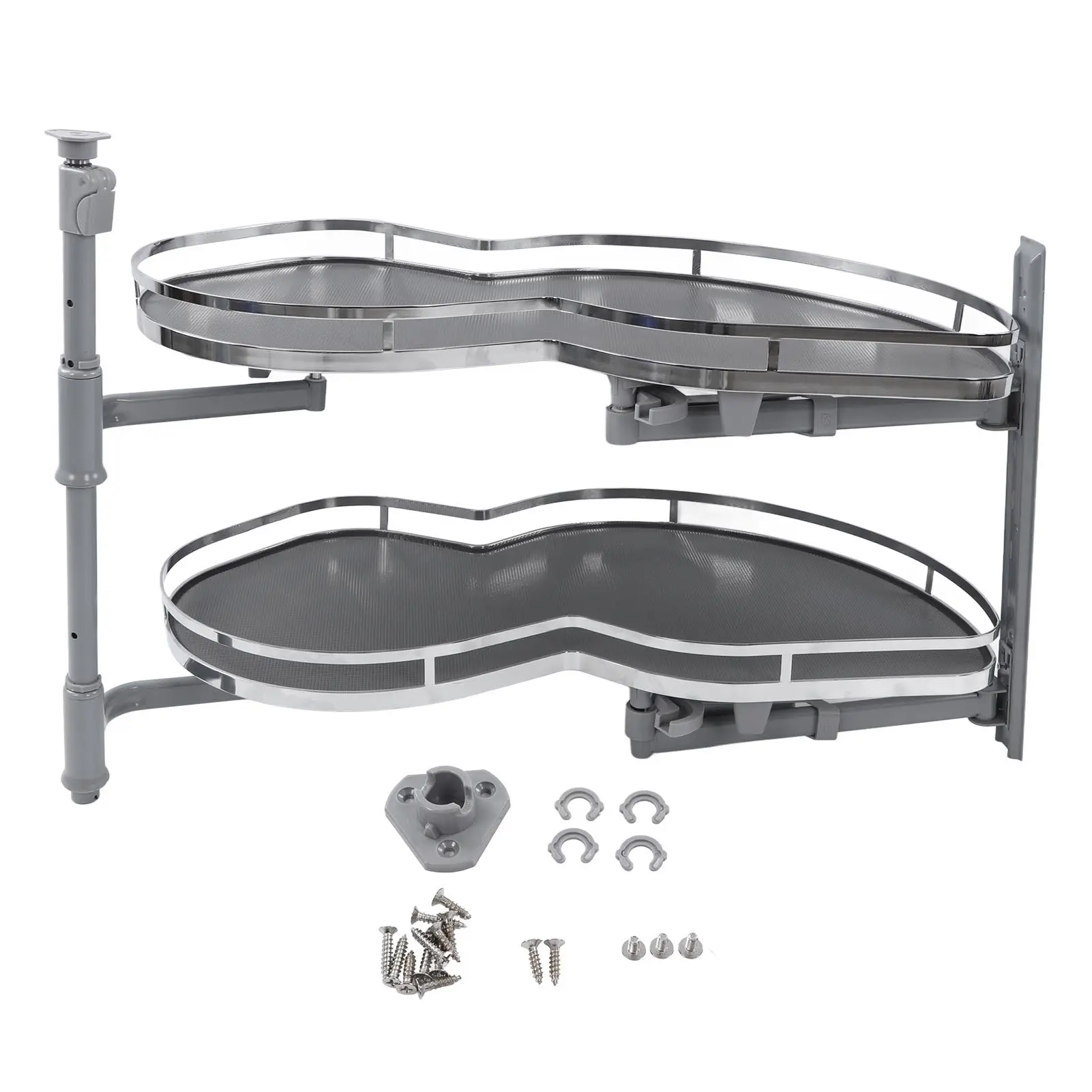 Blind Corner Cabinet Shelf Blind Corner Cabinet Tray Strong Load Bearing Oil Resistant 2 Tier Corrosion Prevention for Kitchen