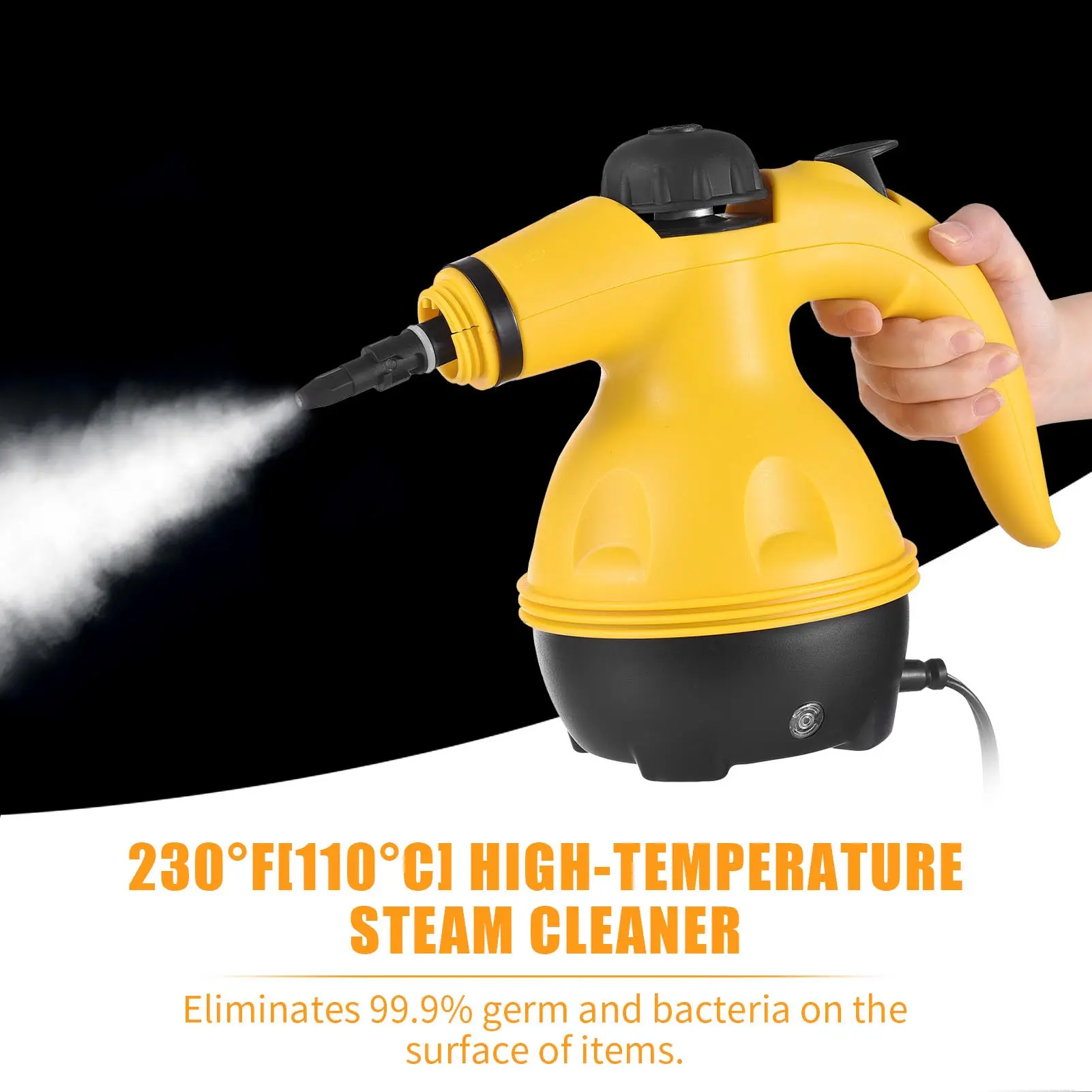 Multi Purpose Pressurized Handheld Steam Cleaner Hard Surface Steam Cleaner for Curtains Car Seats Floor Window Cleaning