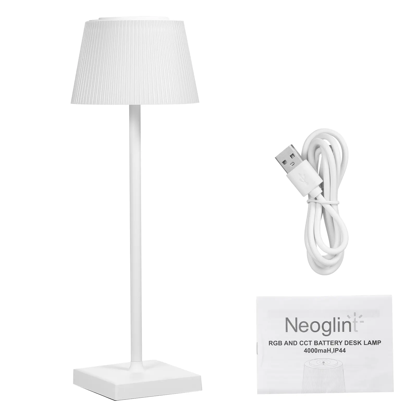 Neoglint RGB+CCT Table Lamp Colorful Desk Light Touch Control Bedside Lamp Reading Lamp for Living Room Bedroom 4000mAh Recharge