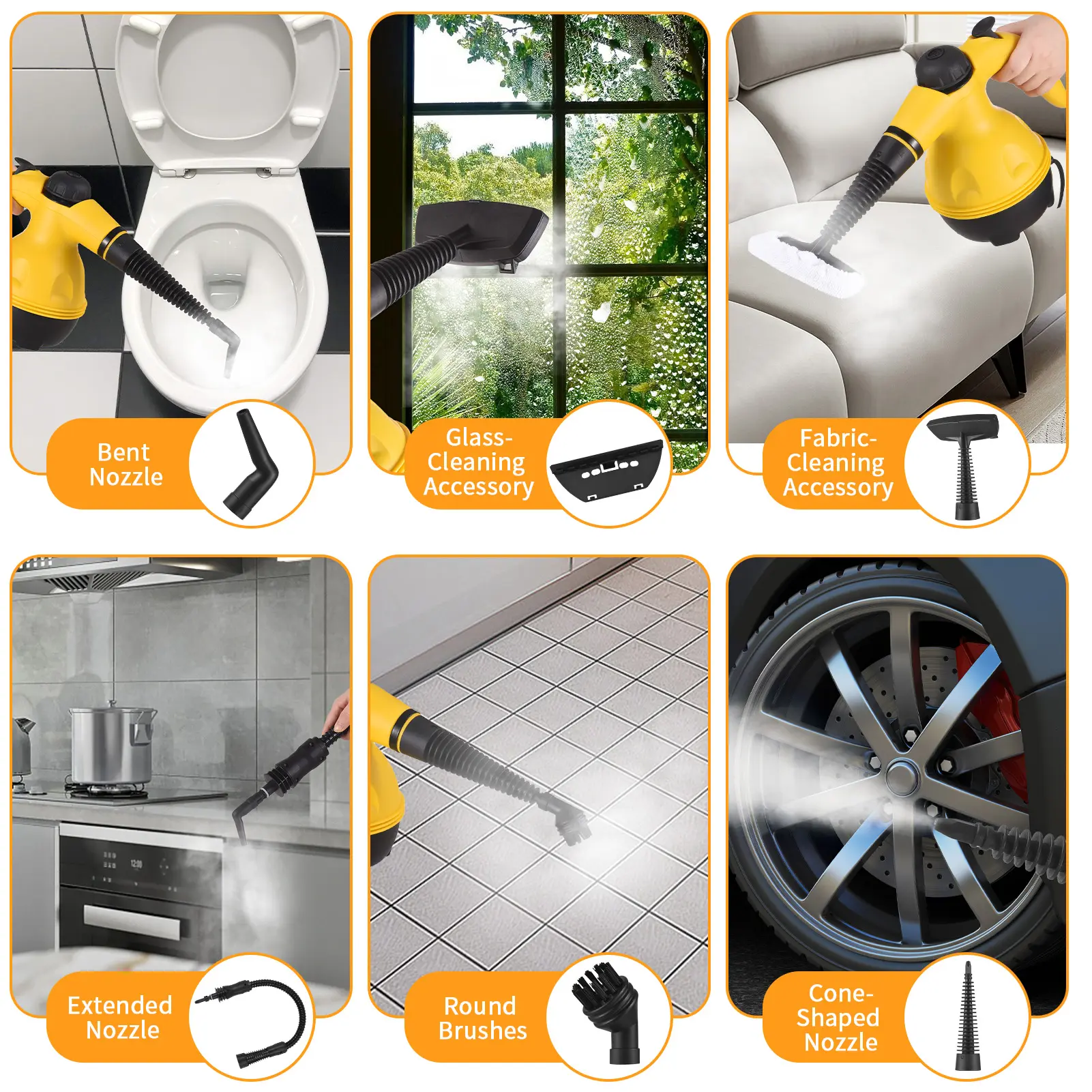 Multi Purpose Pressurized Handheld Steam Cleaner Hard Surface Steam Cleaner for Curtains Car Seats Floor Window Cleaning