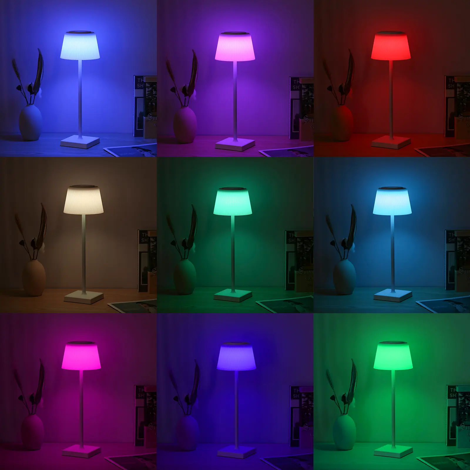Neoglint RGB+CCT Table Lamp Colorful Desk Light Touch Control Bedside Lamp Reading Lamp for Living Room Bedroom 4000mAh Recharge