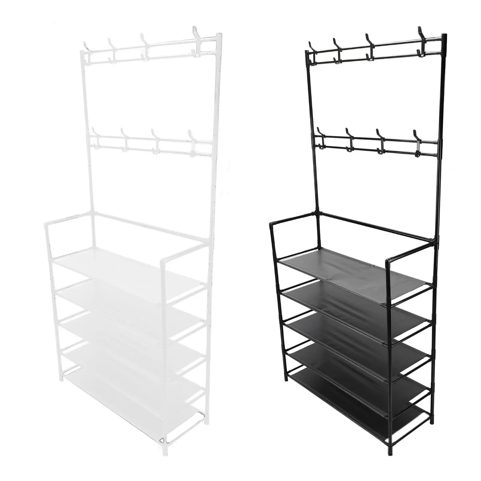 Coat Rack Stand Coat Storage Organizer Multifunction Space Saving 2 In 1 Stable Load Bearing Freestanding with Hooks for Office